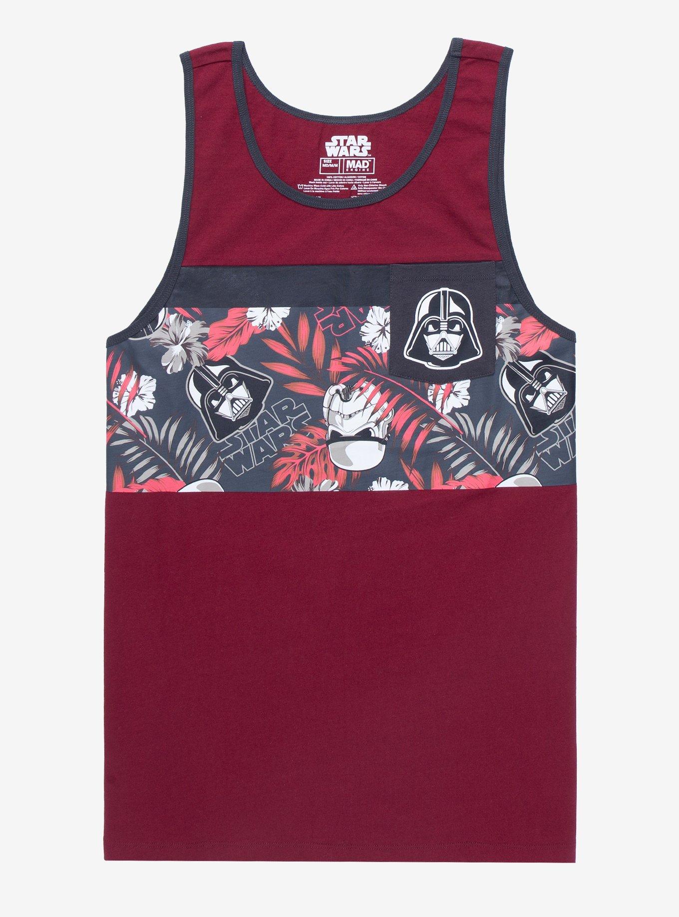 Star Wars Dark Side Floral Panel Tank - BoxLunch Exclusive, BURGUNDY, hi-res
