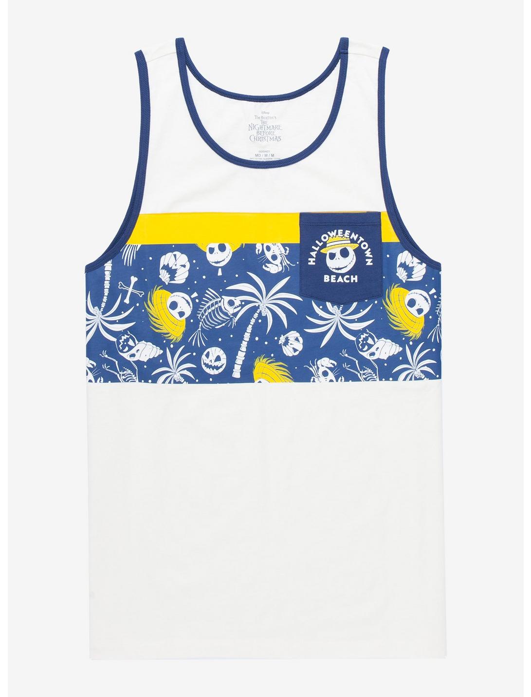 Disney The Nightmare Before Christmas Halloweentown Beach Tropical Panel Tank Top - BoxLunch Exclusive , TANBEIGE, hi-res