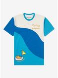 Sanrio Gudetama Wavy Panel T-Shirt - BoxLunch Exclusive, BLUE, hi-res
