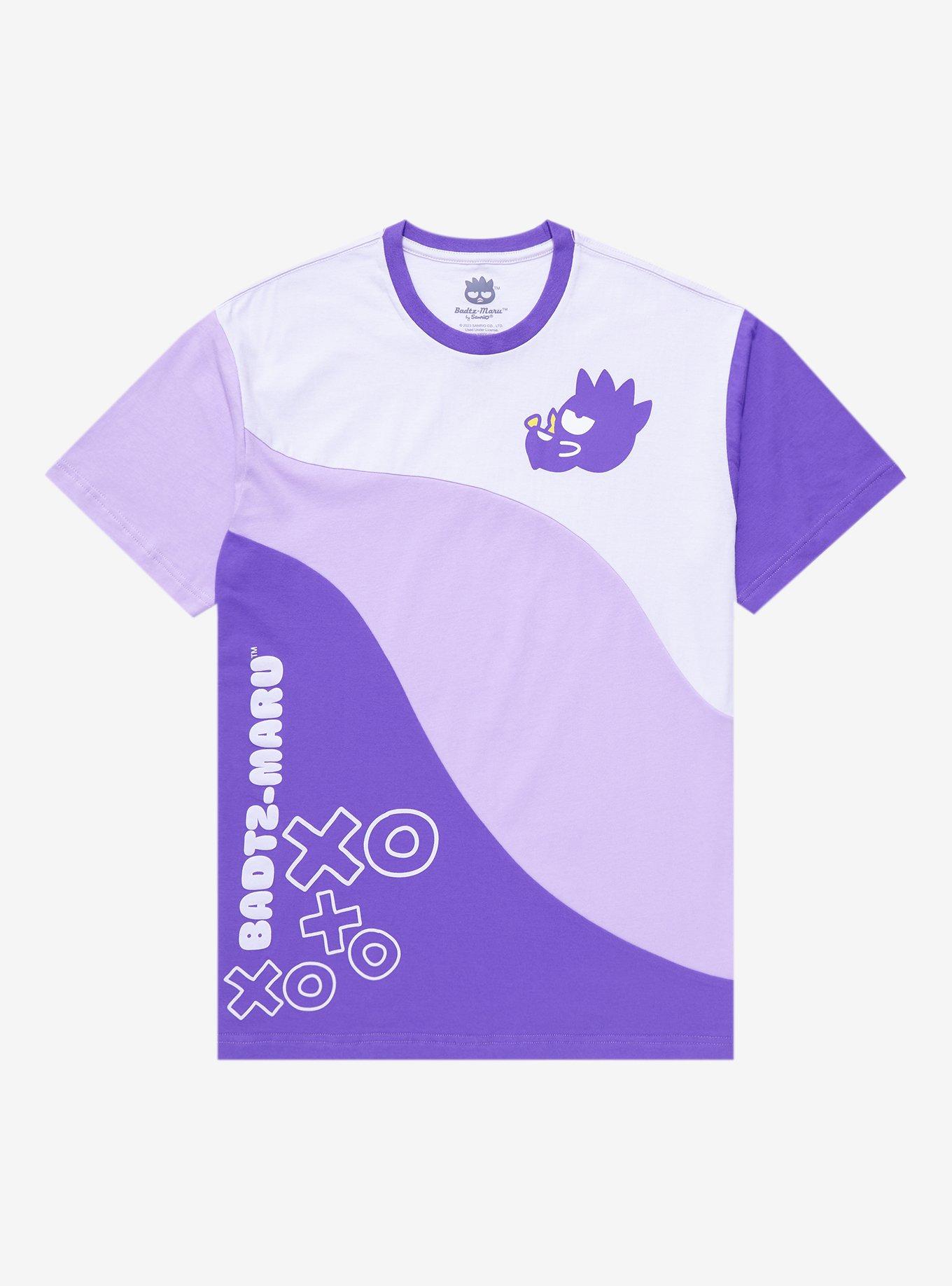 Sanrio Badtz-Maru Wavy Panel T-Shirt - BoxLunch Exclusive, PURPLE, hi-res