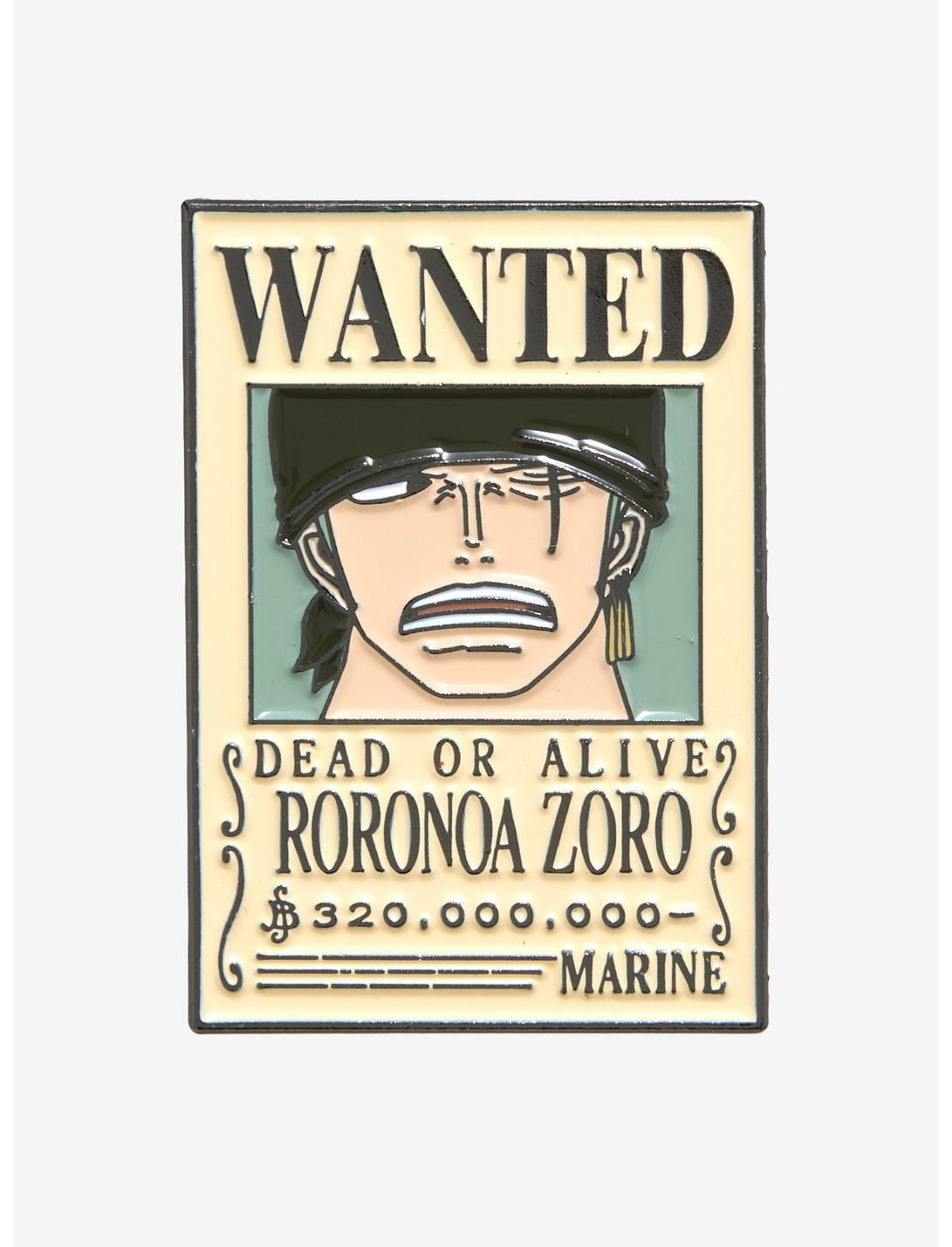 One Piece Roronoa Zoro Wanted Poster Enamel Pin - BoxLunch Exclusive, , hi-res
