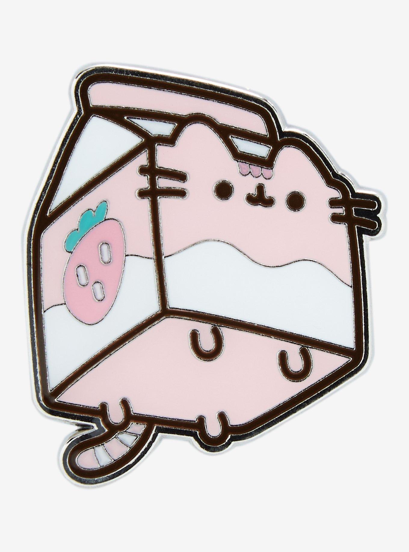 Pusheen the Cat Strawberry Milk Enamel Pin - BoxLunch Exclusive , , hi-res