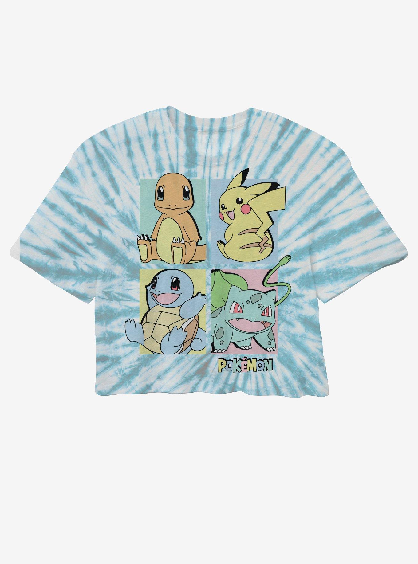 Pokemon Kanto Starter Tie-Dye Girls Crop T-Shirt