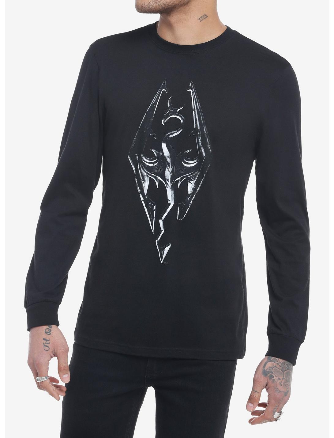 Skyrim Logo Long-Sleeve T-Shirt, BLACK, hi-res