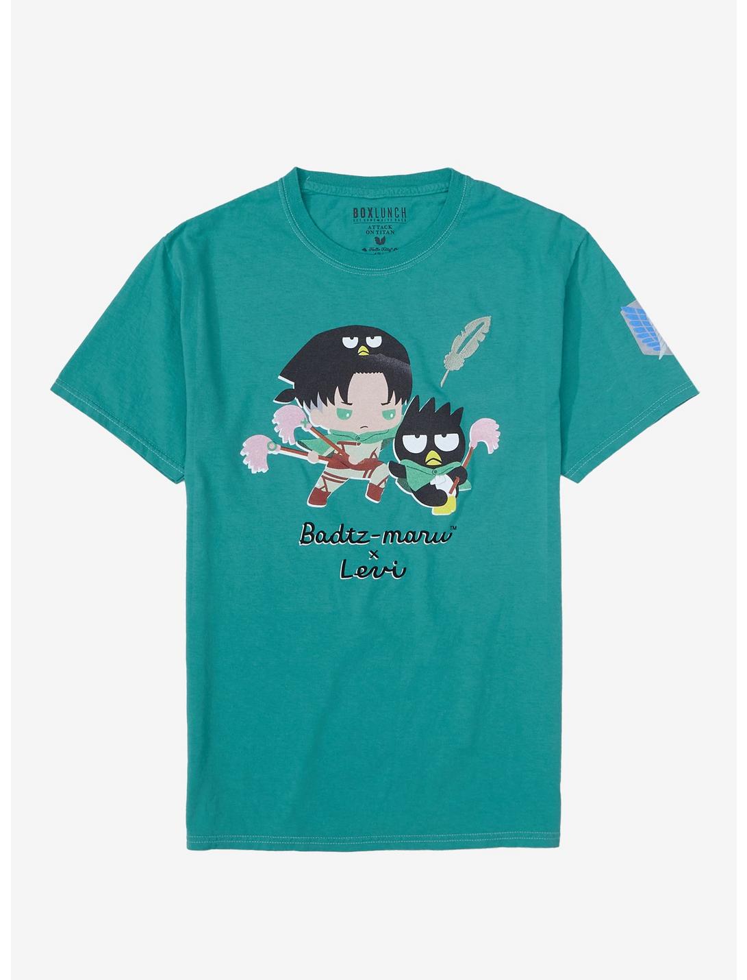 Sanrio Hello Kitty and Friends x Attack on Titan Badtz-Maru & Levi T-Shirt  - BoxLunch Exclusive | BoxLunch