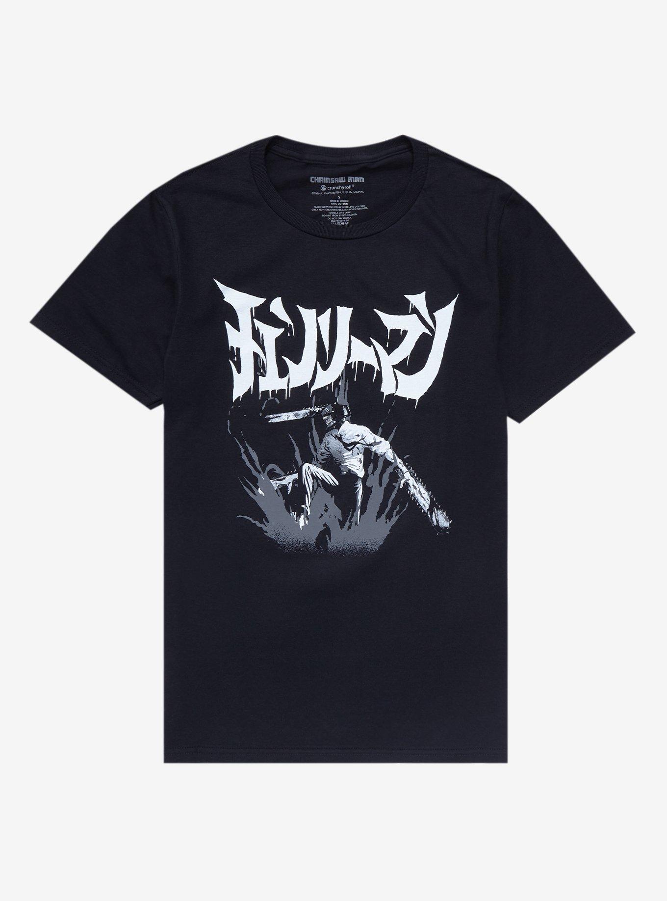 Chainsaw Man Black & White Japanese Text Boyfriend Fit Girls T-Shirt, MULTI, hi-res
