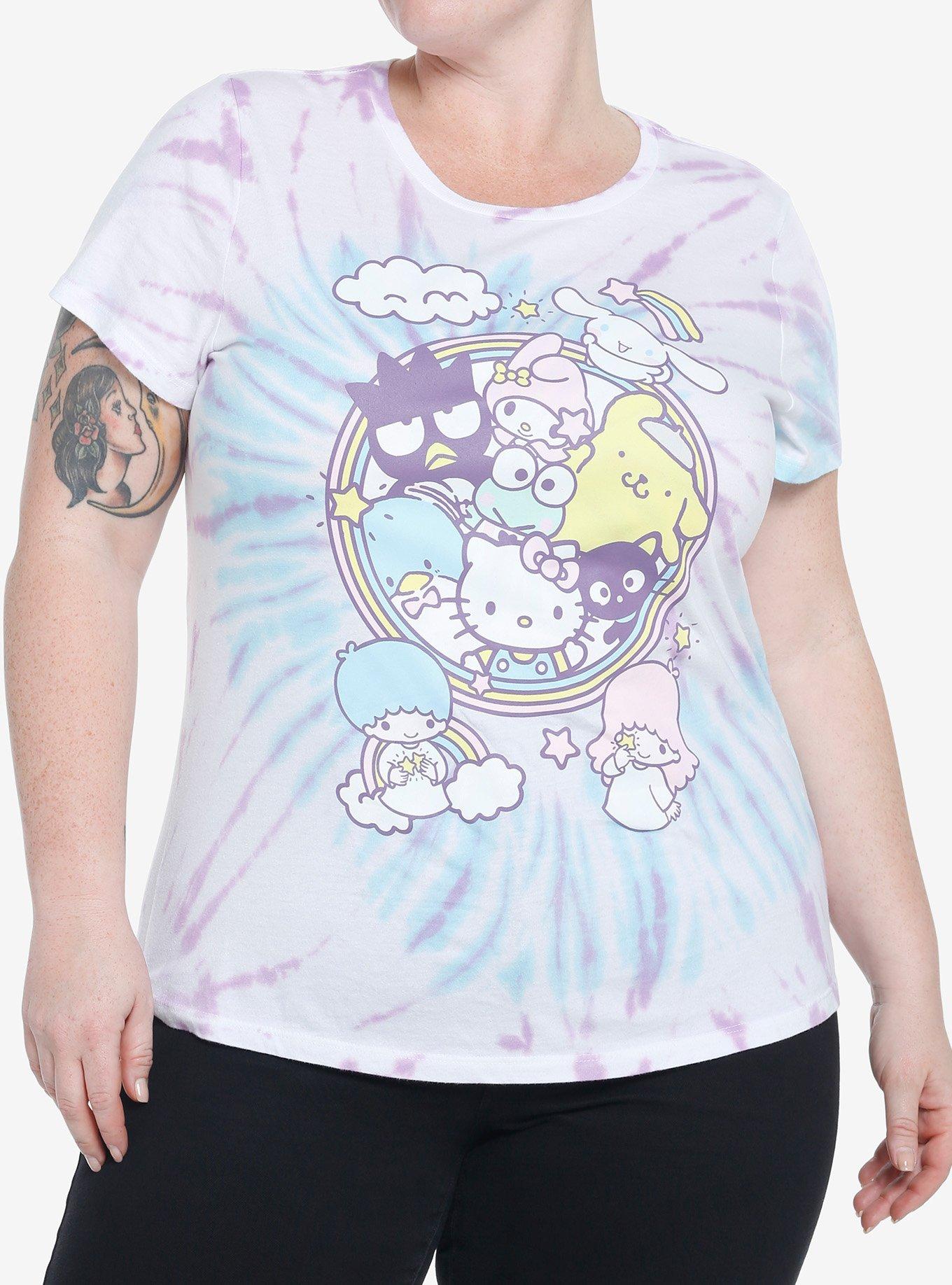 Hello Kitty And Friends Pastel Tie-Dye Boyfriend Fit Girls T-Shirt Plus Size, MULTI, hi-res