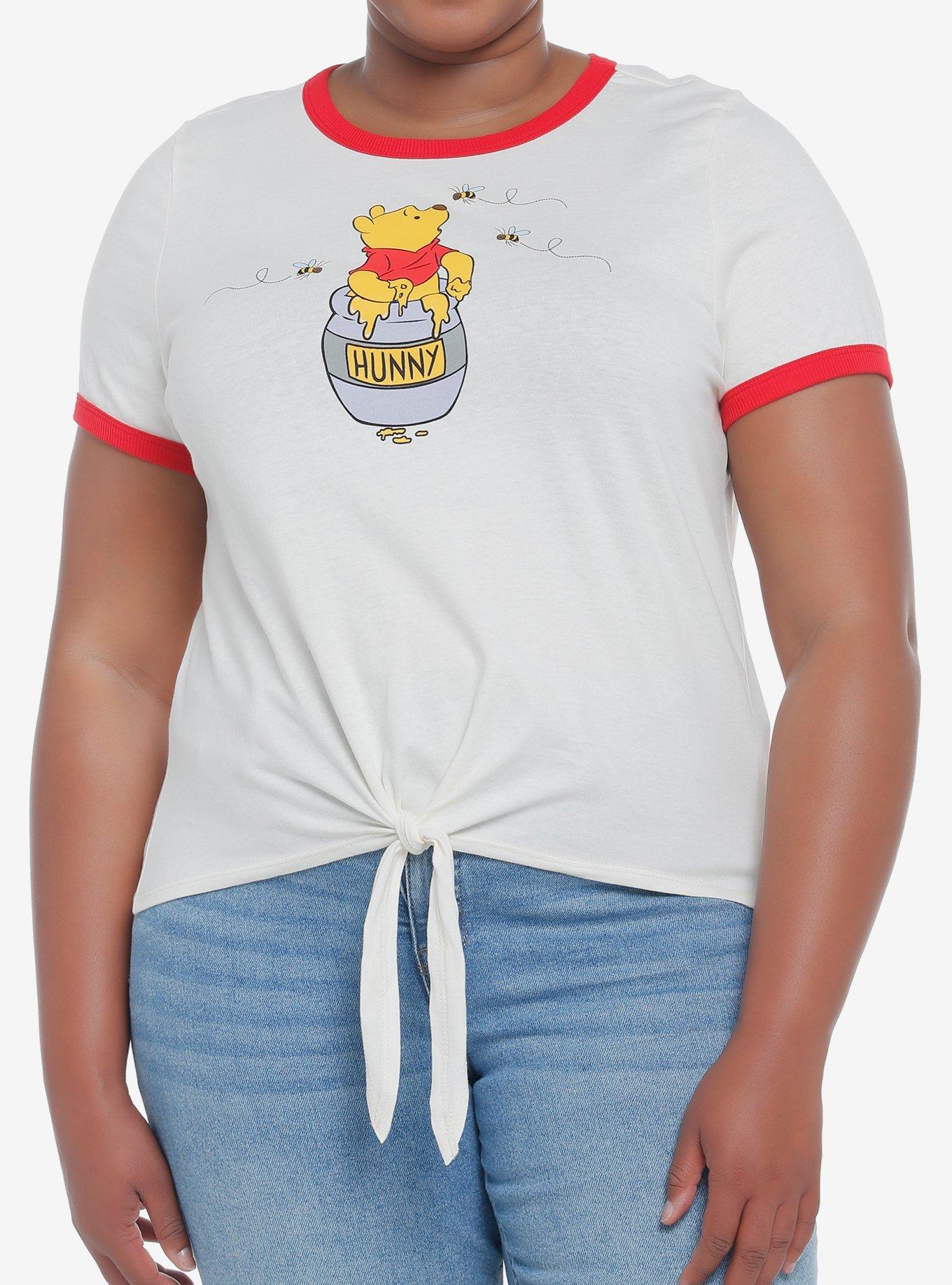 Disney Winnie The Pooh Tie-Front Girls Ringer T-Shirt Plus Size, MULTI, hi-res