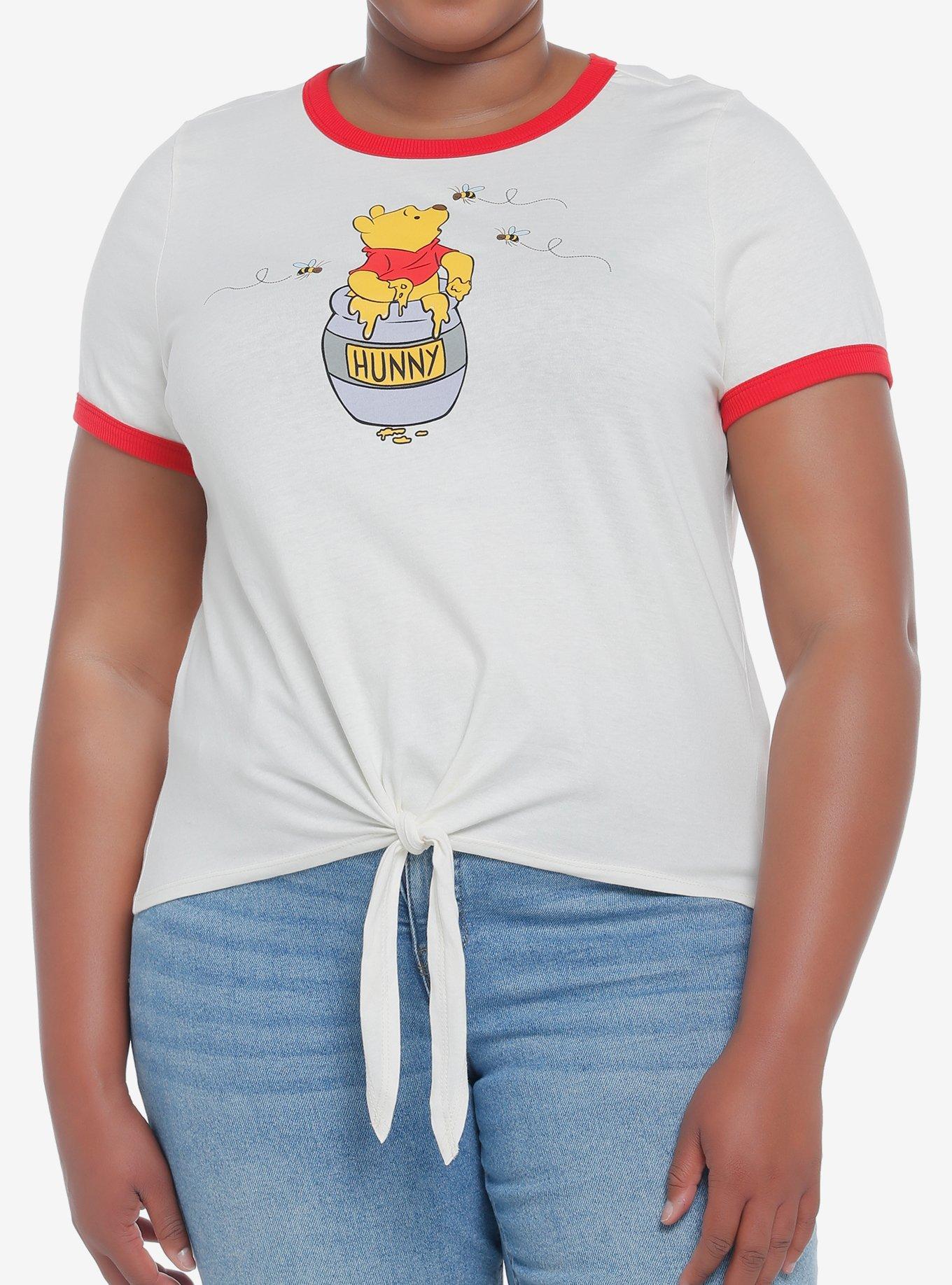Disney Winnie The Pooh Tie-Front Girls Ringer T-Shirt Plus Size, , hi-res