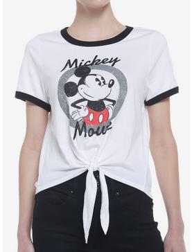 Disney Mickey Mouse Tie-Front Girls Ringer T-Shirt, , hi-res