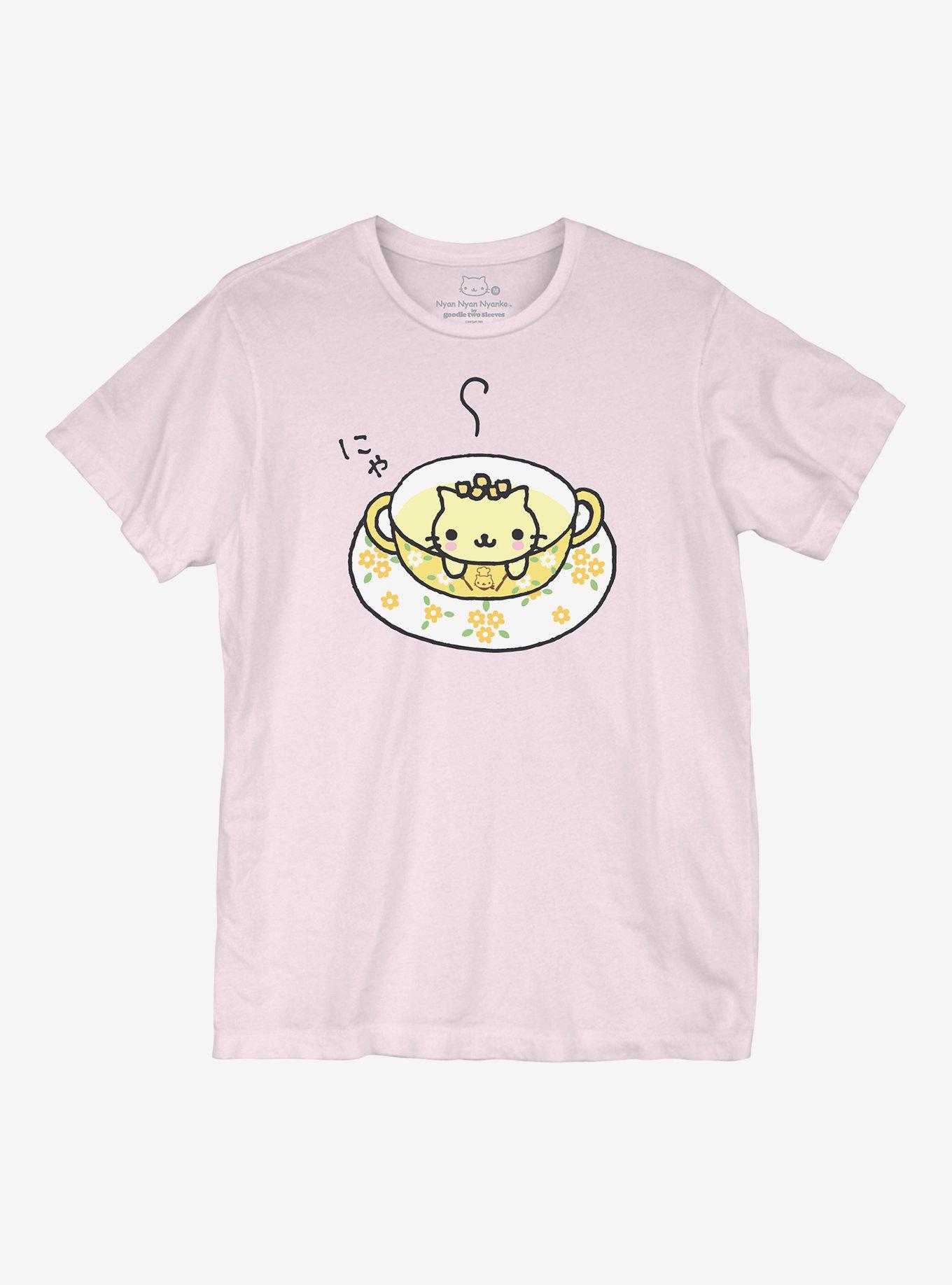 Nyan Nyan Nyanko Tea Boyfriend Fit Girls T-Shirt, MULTI, hi-res