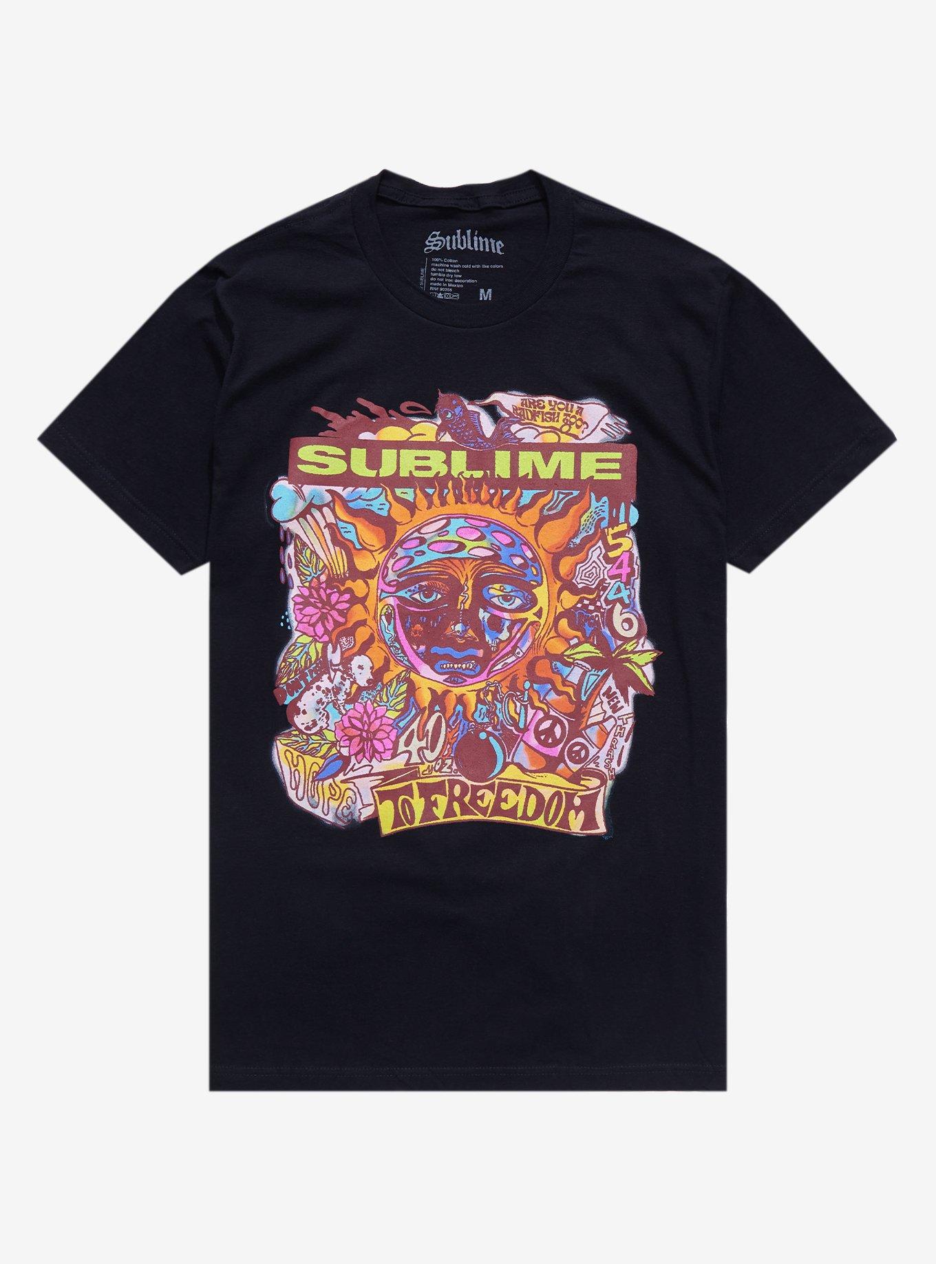 Sublime 40 Oz To Freedom Psychedelic Boyfriend Fit Girls T-Shirt, BLACK, hi-res