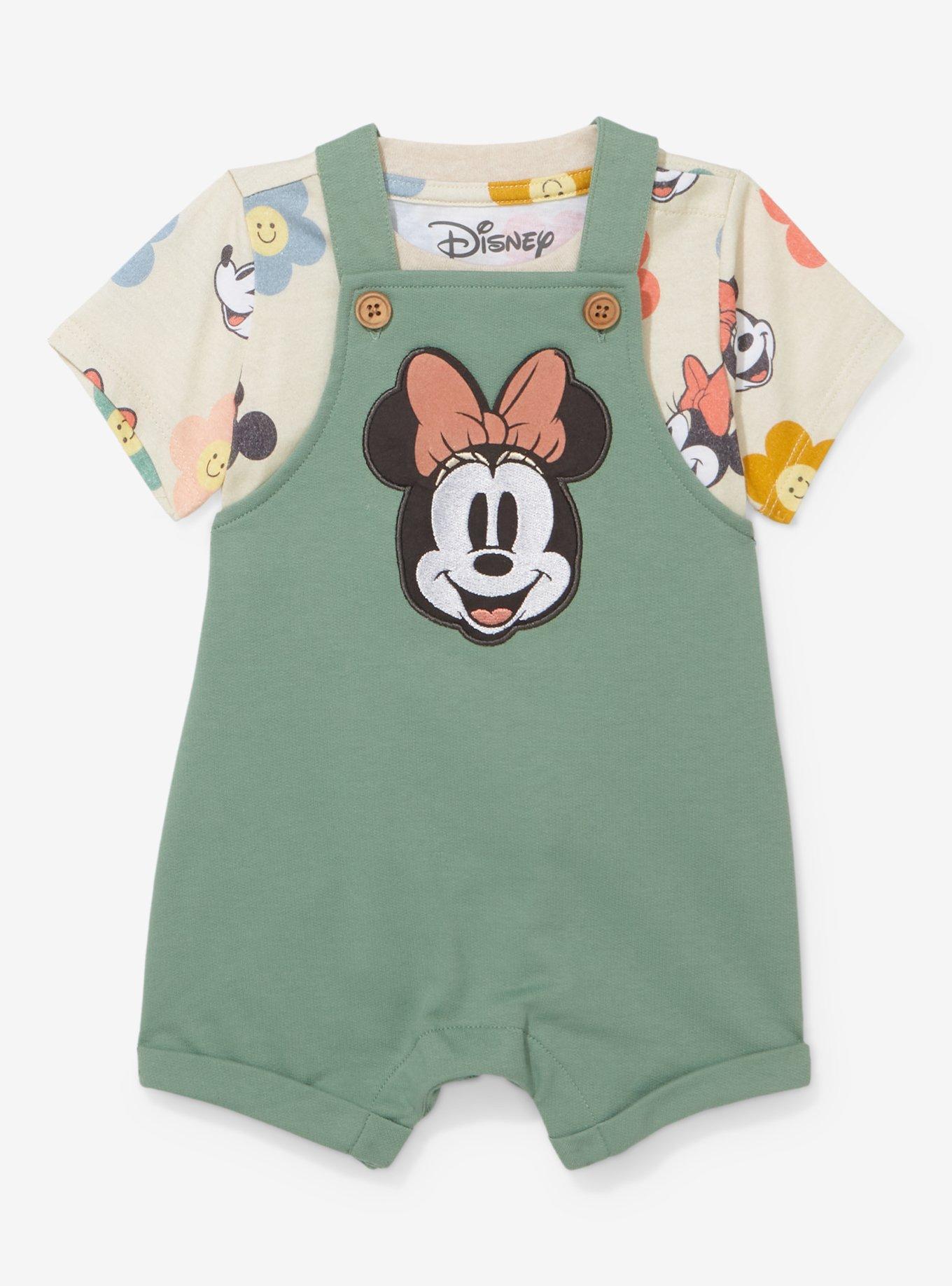 Disney Minnie Mouse Floral Infant Overall Set - BoxLunch Exclusive, SAGE, hi-res