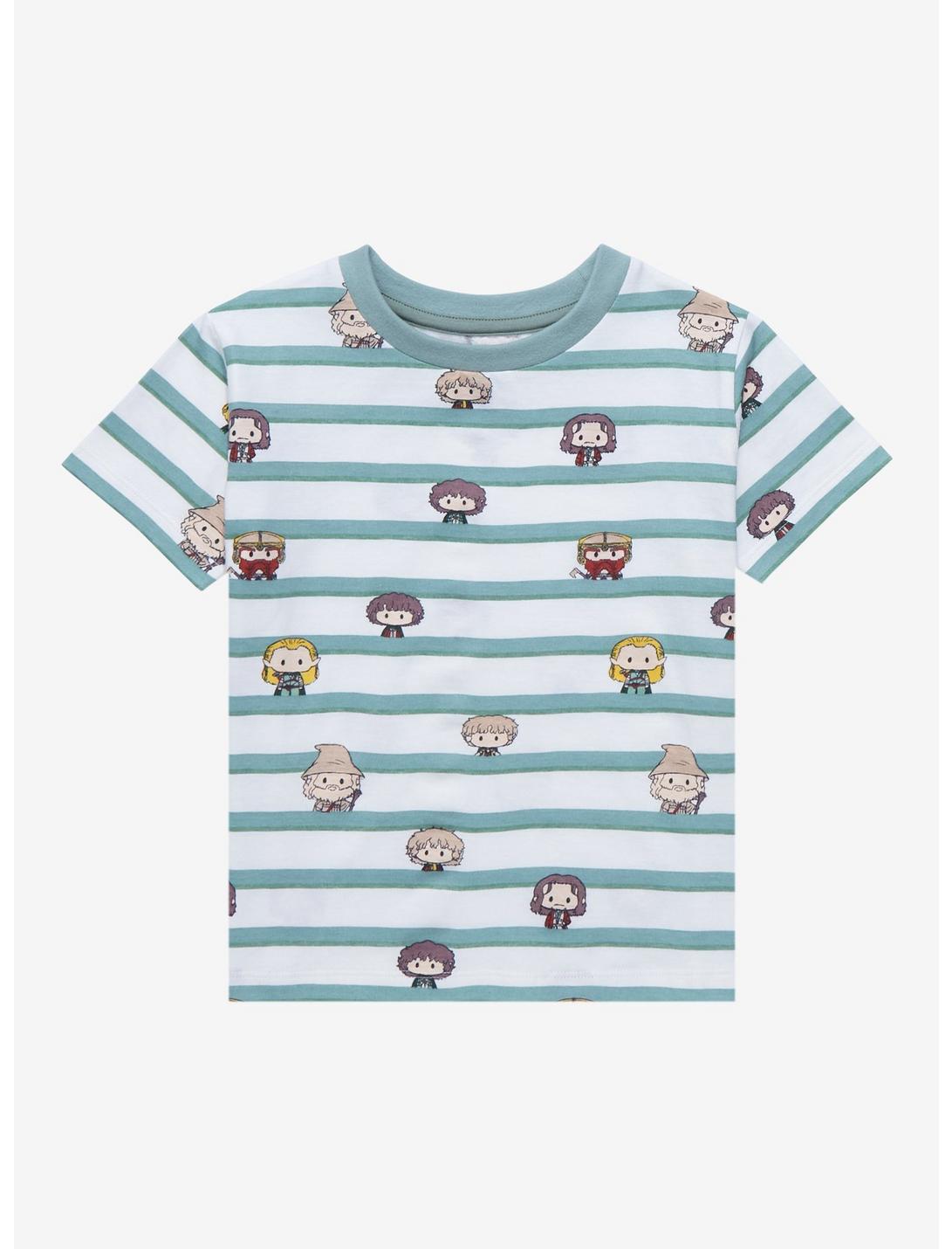 The Lord of the Rings Chibi Characters Striped Toddler T-Shirt - BoxLunch Exclusive, BEIGE, hi-res