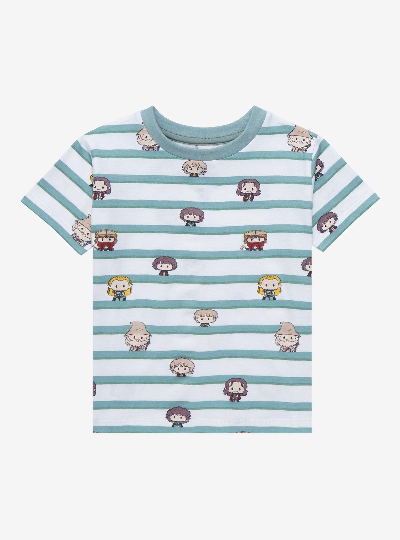 The Lord of the Rings Chibi Characters Striped Toddler T-Shirt - BoxLunch Exclusive, BEIGE, hi-res