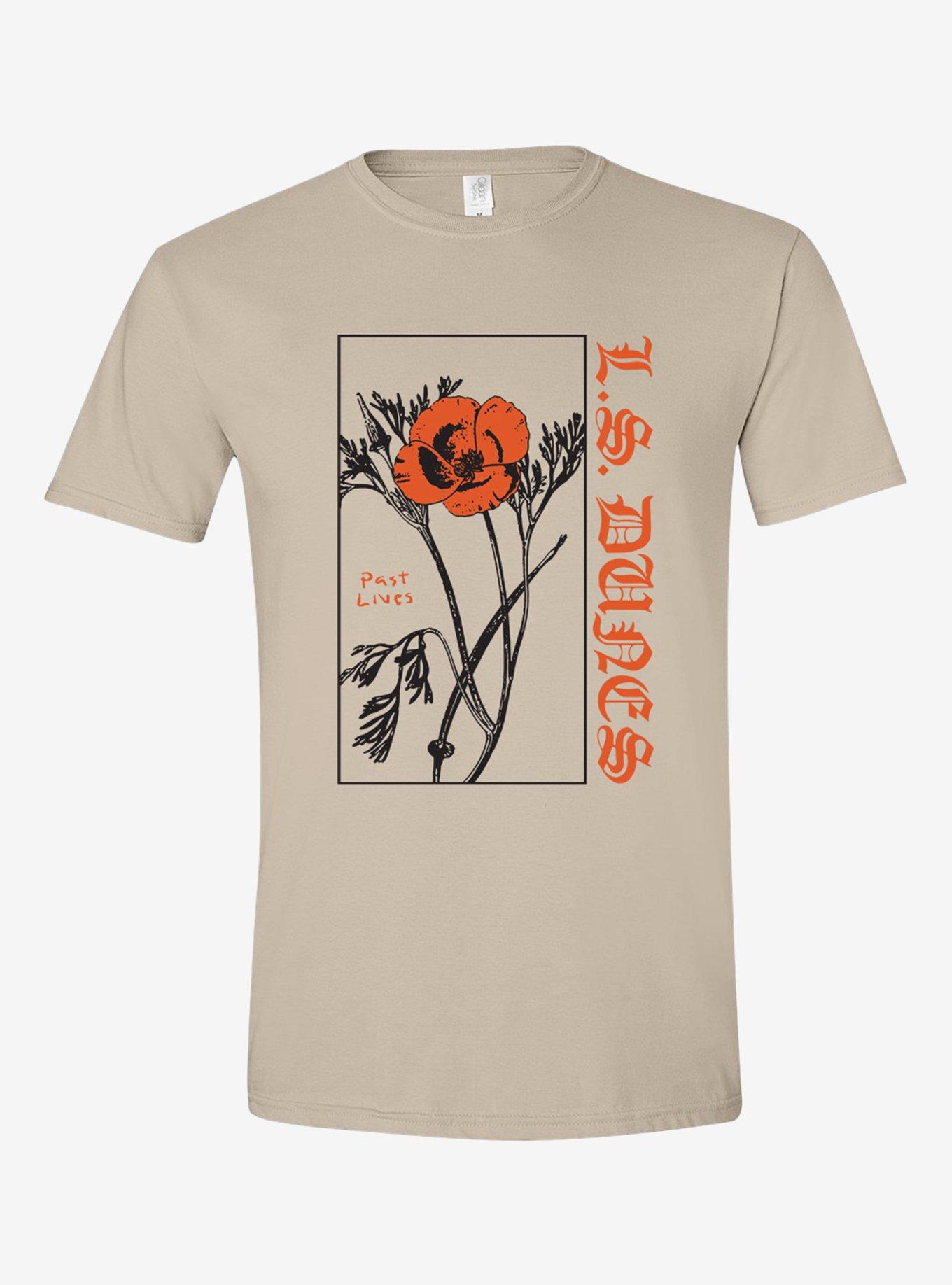 L.S. Dunes Past Lives Flower Boyfriend Fit Girls T-Shirt, SAND, hi-res