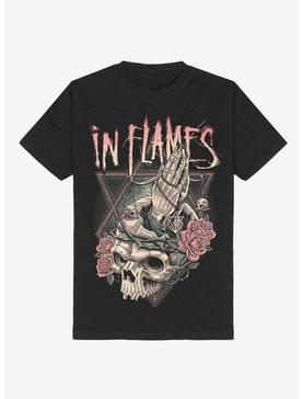In Flames Prayer Skull Boyfriend Fit Girls T-Shirt, , hi-res
