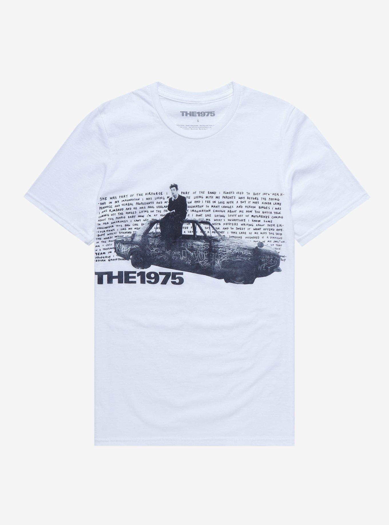 The 1975 Part Of The Band Lyrics Boyfriend Fit Girls T-Shirt, BRIGHT WHITE, hi-res