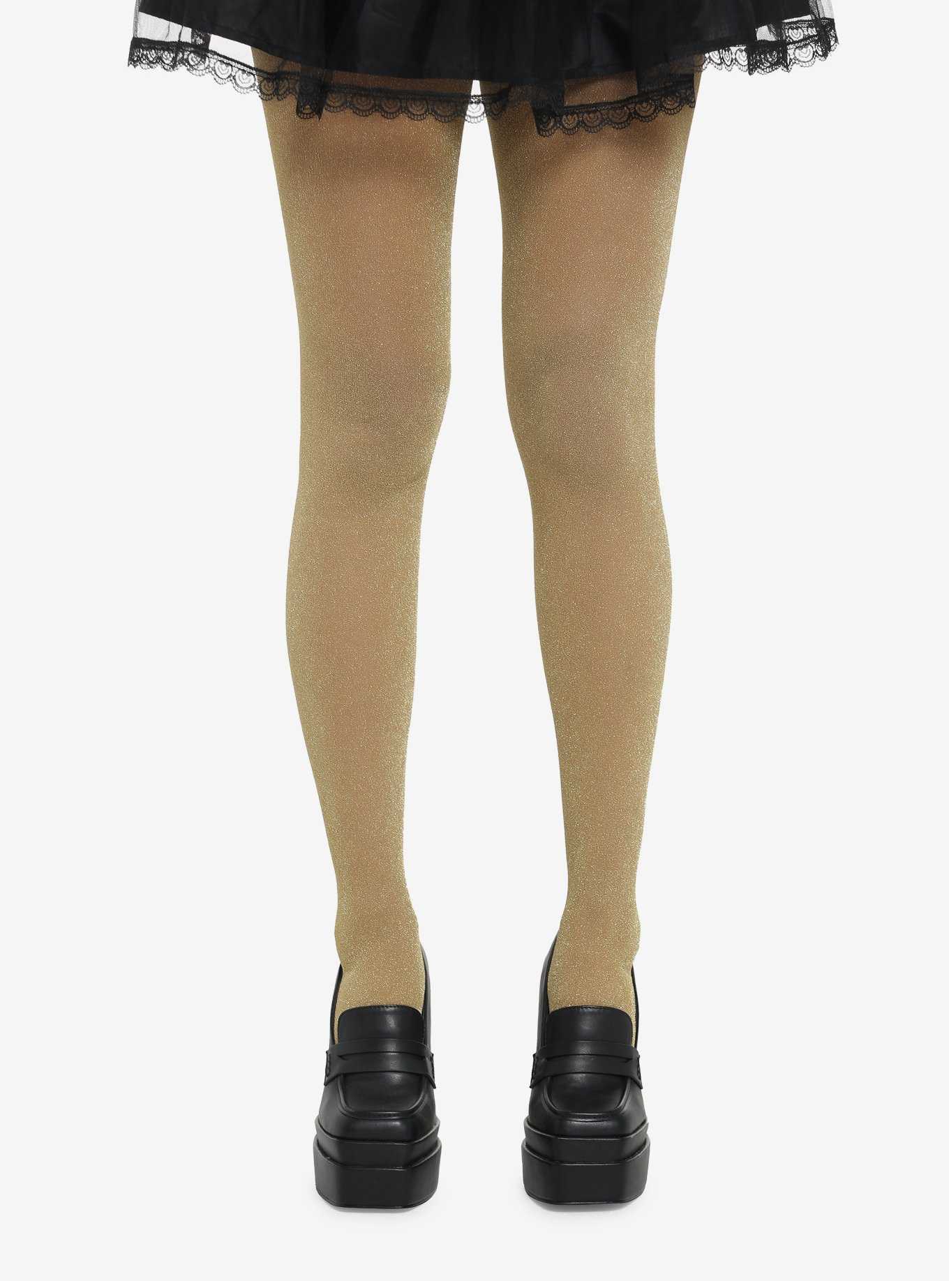 Hot Topic Shimmer Tights Black/Gold