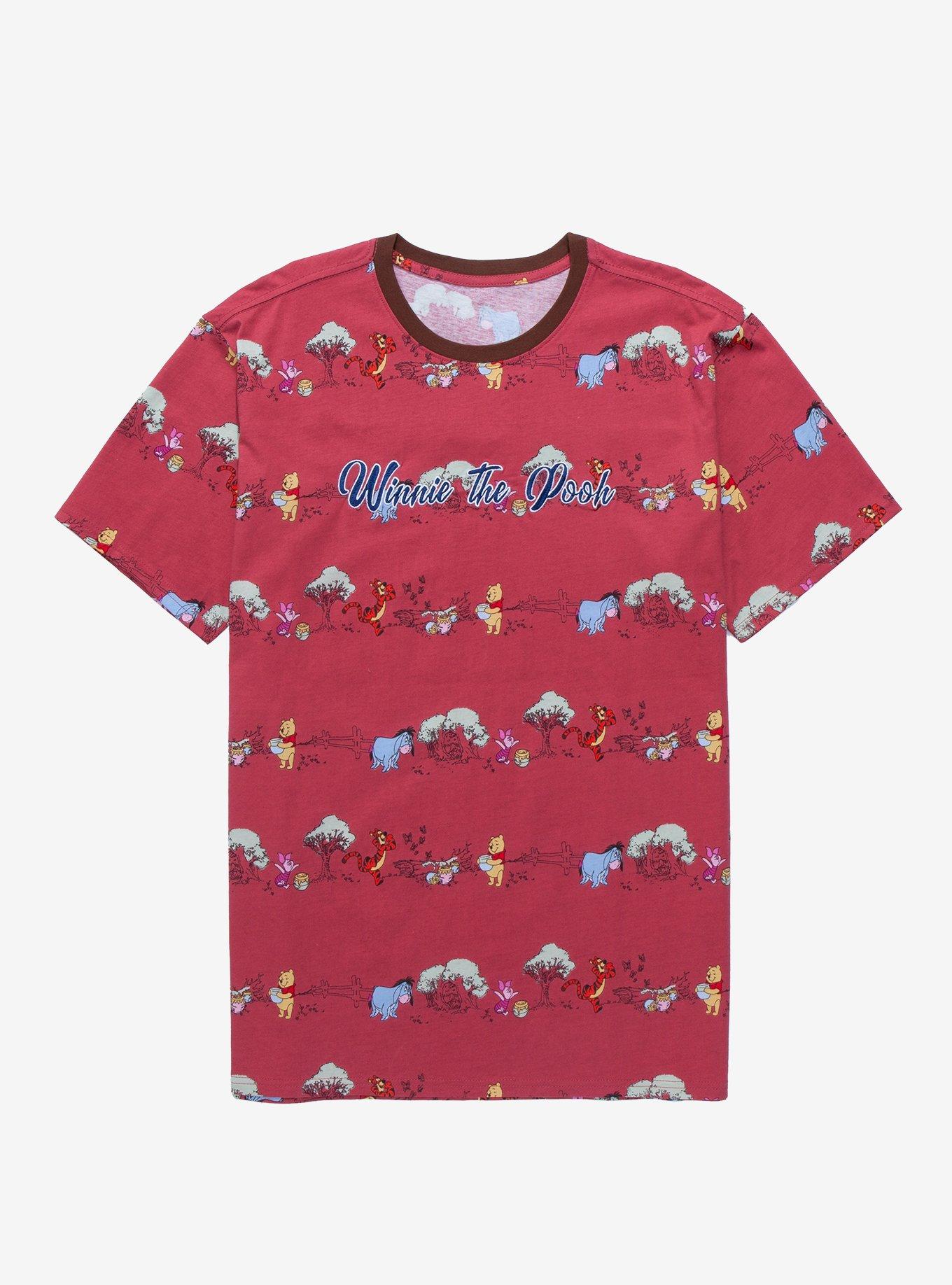 Disney Winnie the Pooh Linear Allover Print T-Shirt - BoxLunch ...