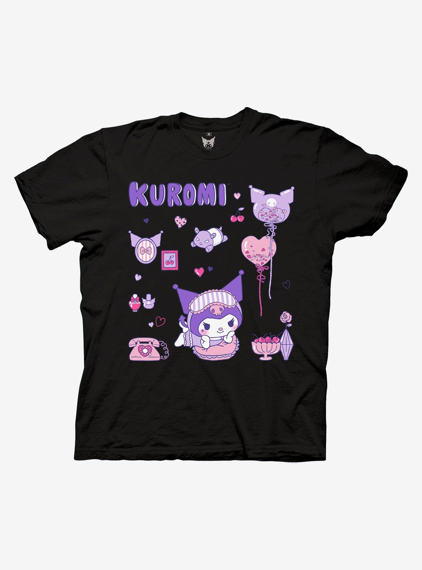 Kuromi Sleepover Boyfriend Fit Girls T-Shirt, MULTI, hi-res