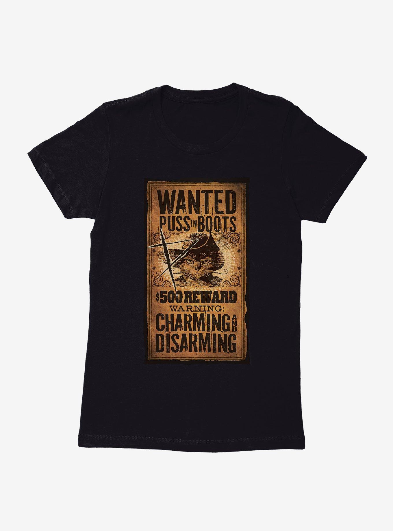 Puss In Boots Scratched Wanted Poster Womens T-Shirt, , hi-res