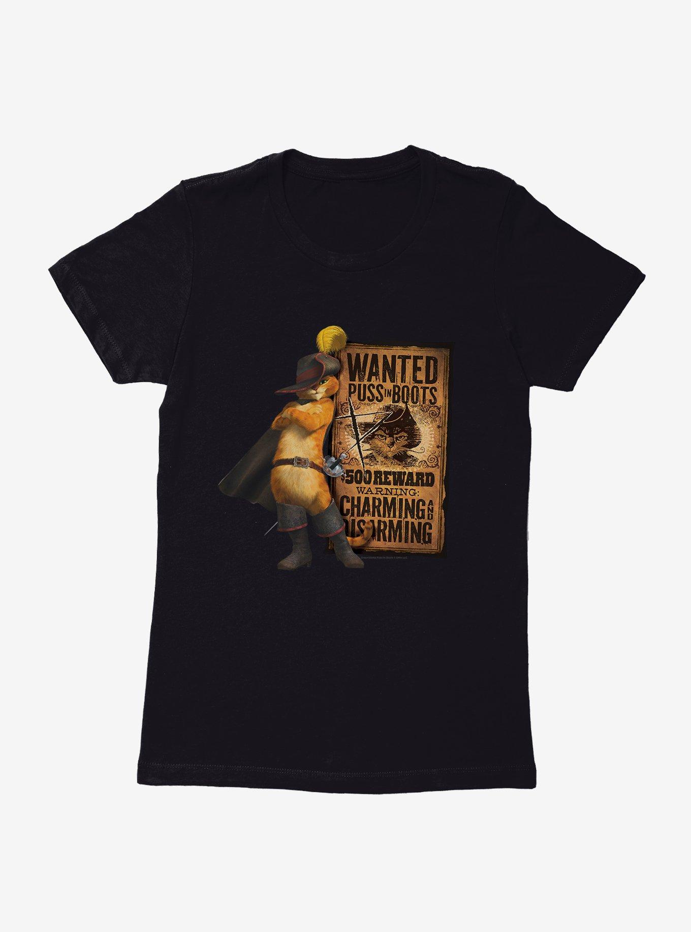 Puss In Boots Wanted Poster Womens T-Shirt, , hi-res