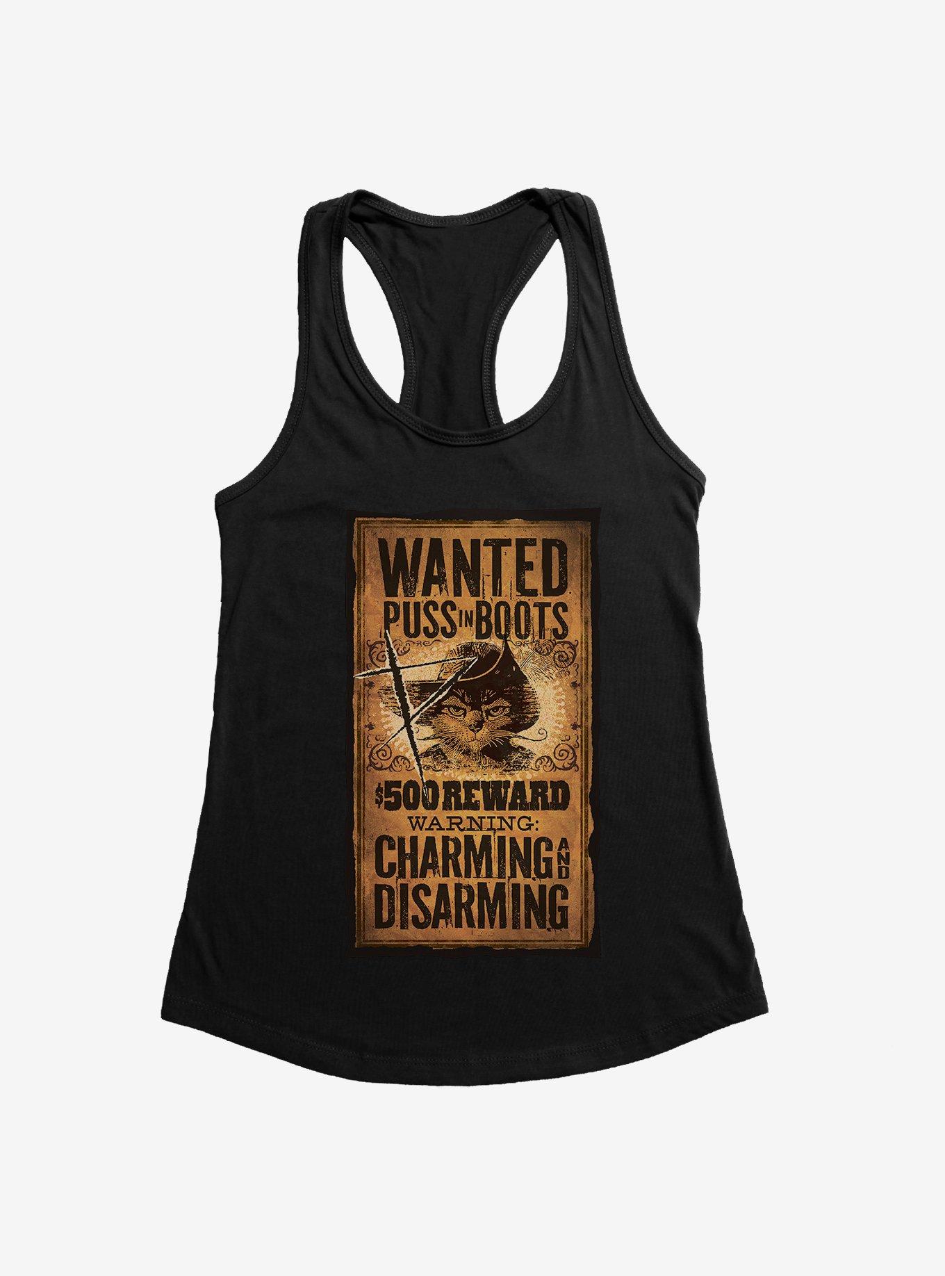 Puss In Boots Scratched Wanted Poster Womens Tank Top, , hi-res