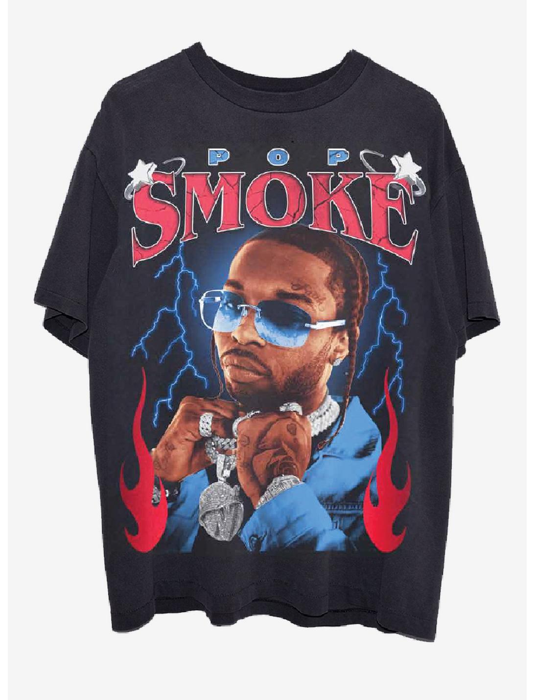 Pop Smoke Lightning Portrait T-Shirt, BLACK, hi-res