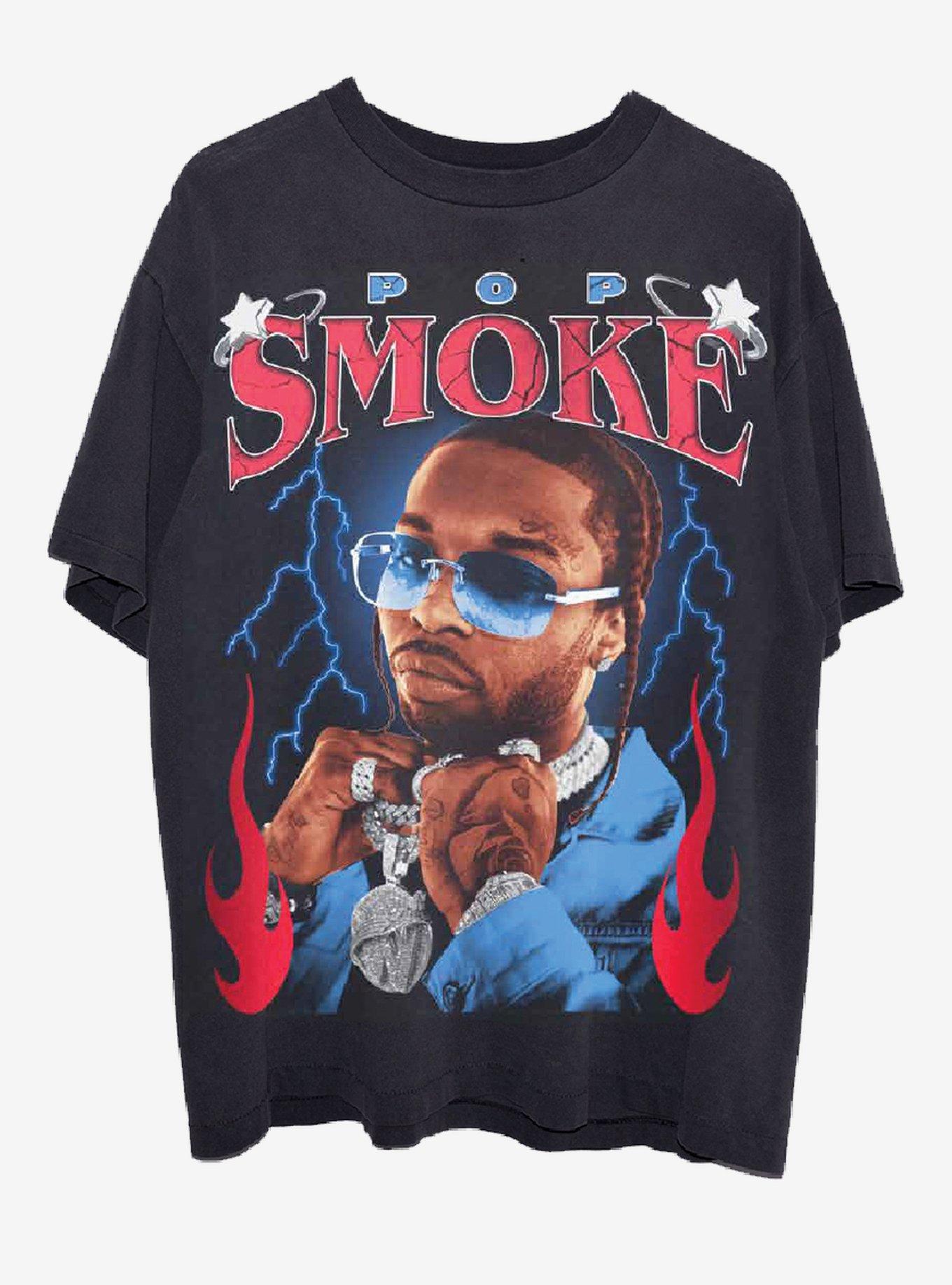 Pop Smoke Lightning Portrait T-Shirt, BLACK, hi-res