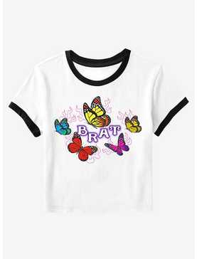 Brat Butterfly Ringer Girls Crop T-Shirt, , hi-res