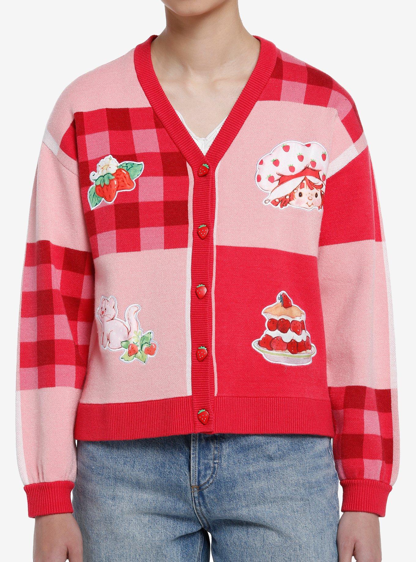 Strawberry Shortcake Gingham Patchwork Girls Cardigan