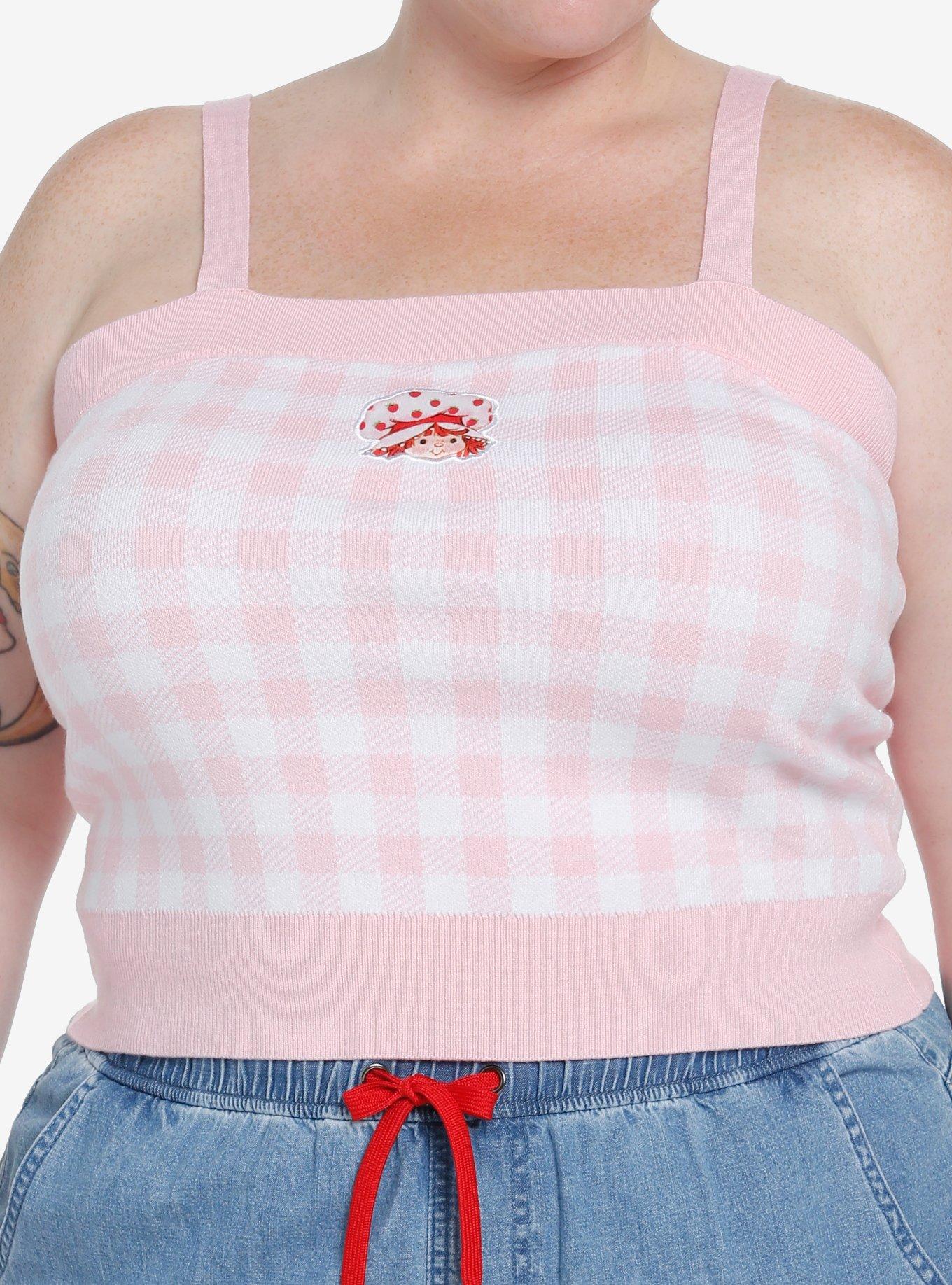 Strawberry Shortcake Gingham Girls Knit Tank Top Plus Size, MULTI, hi-res