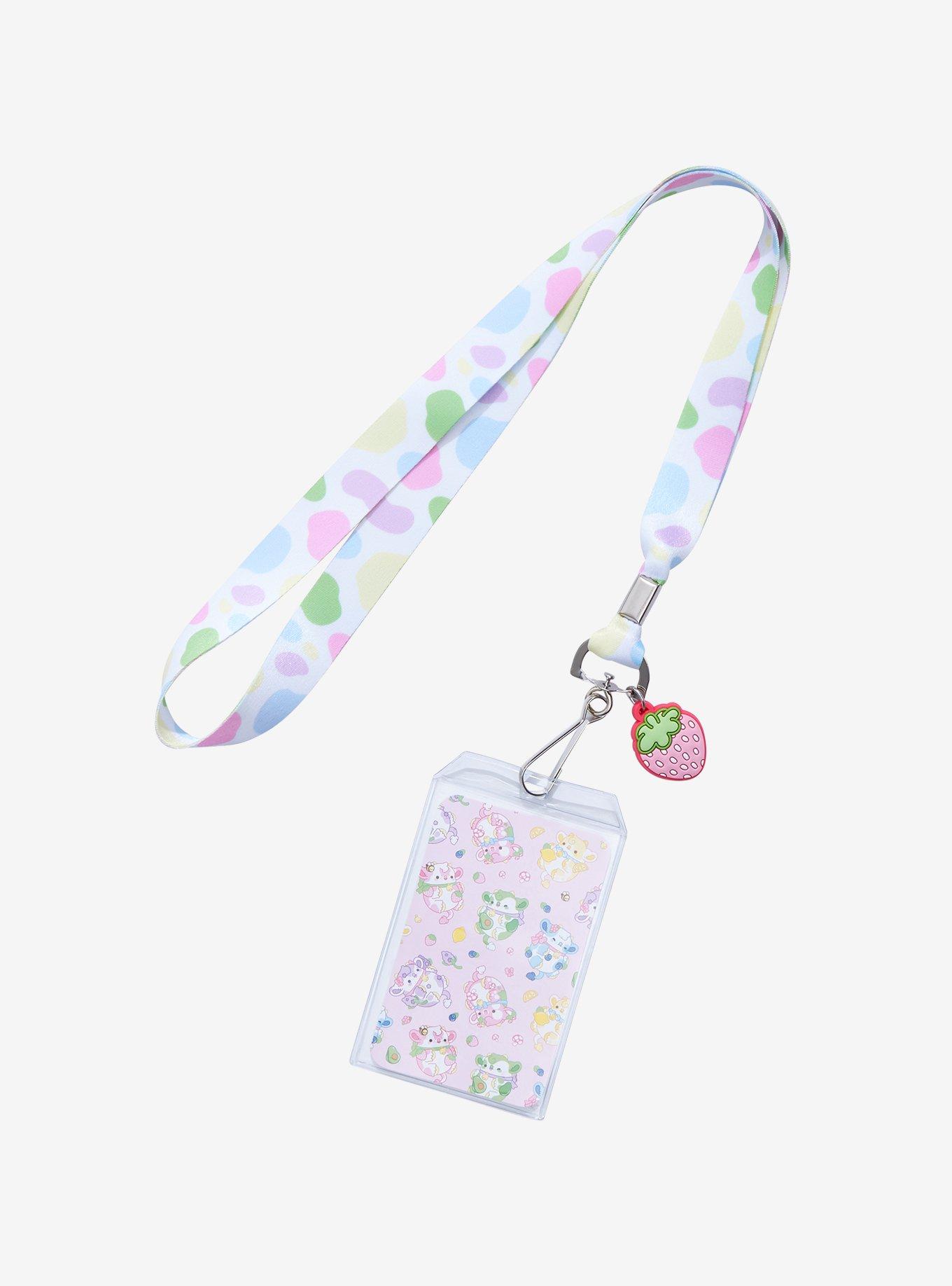 Pastel Cow Strawberry Lanyard By Bright Bat Design, , hi-res