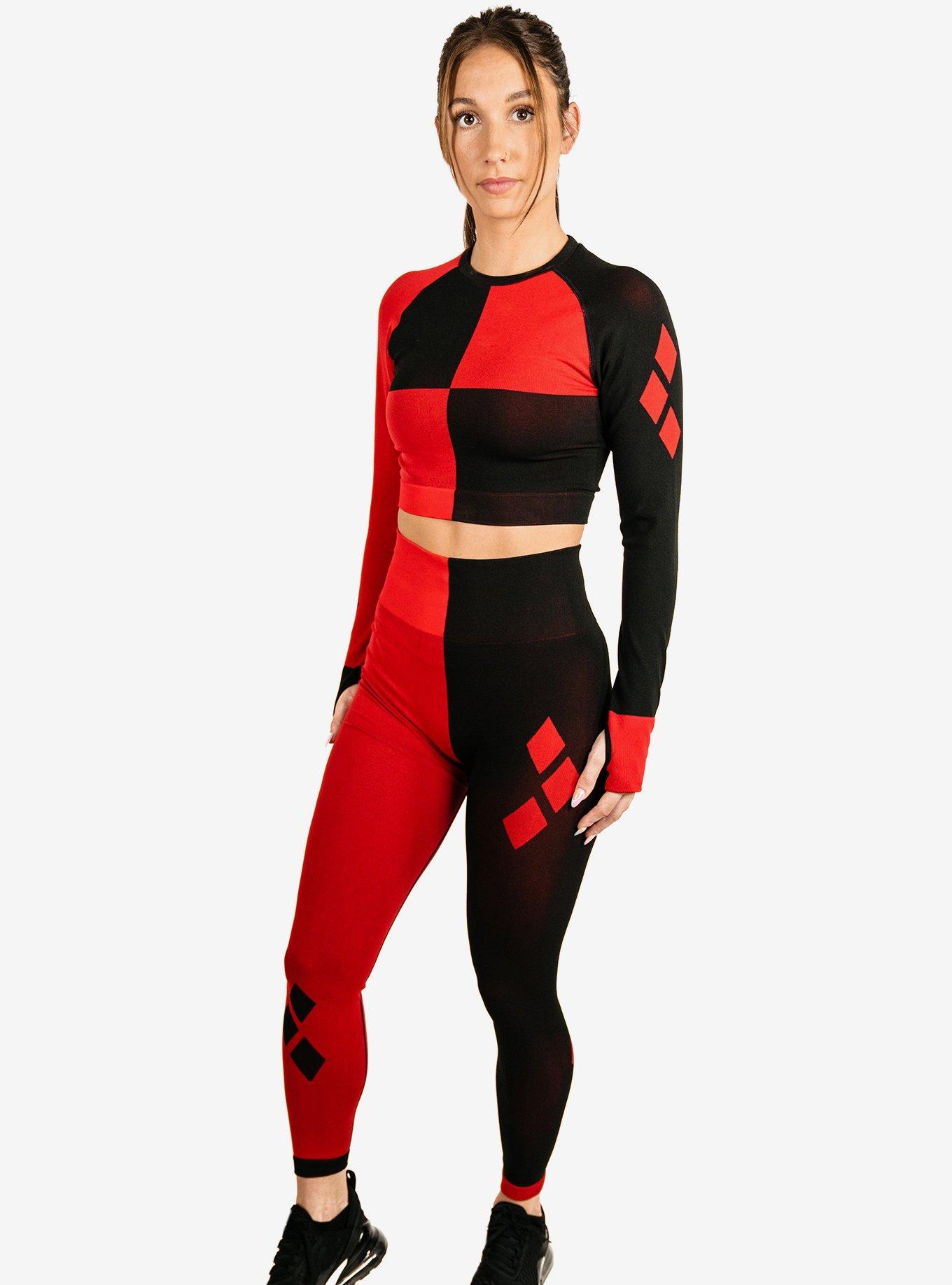 DC Comics Harley Quinn Active Athletic Leggings and Long Sleeve Top Set