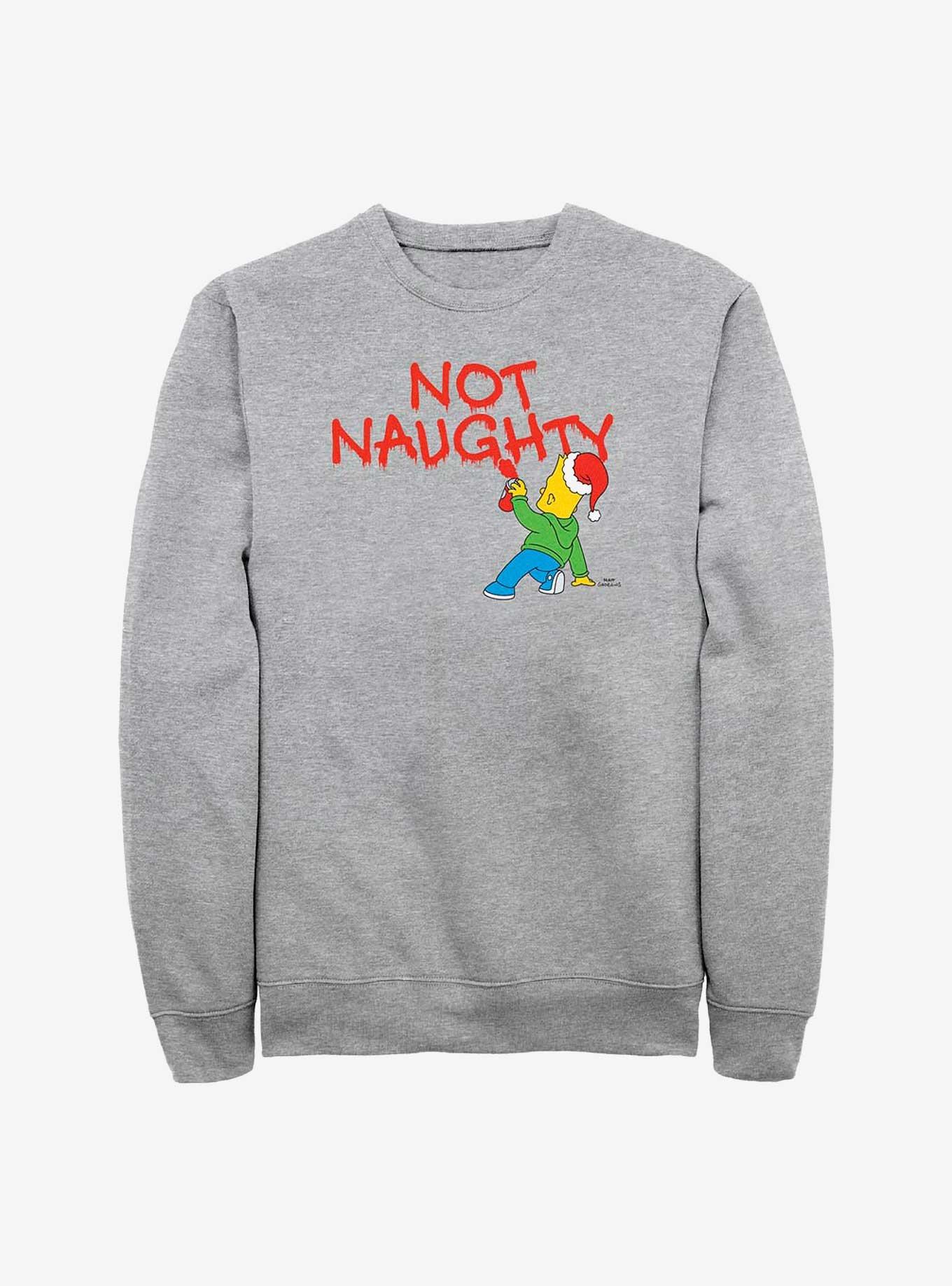 The Simpsons Holiday Bart Not Naughty Sweatshirt, ATH HTR, hi-res