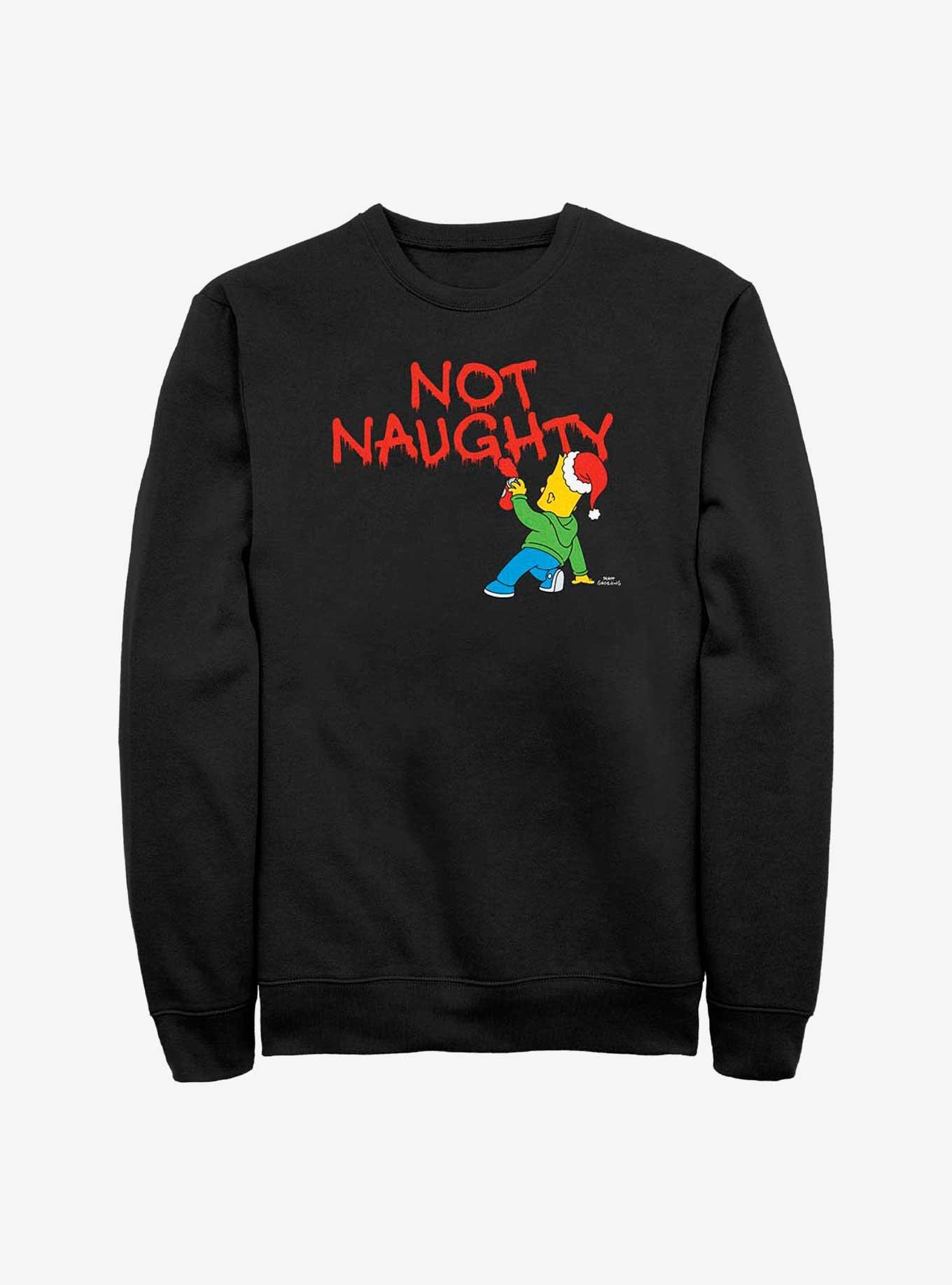 The Simpsons Holiday Bart Not Naughty Sweatshirt, BLACK, hi-res