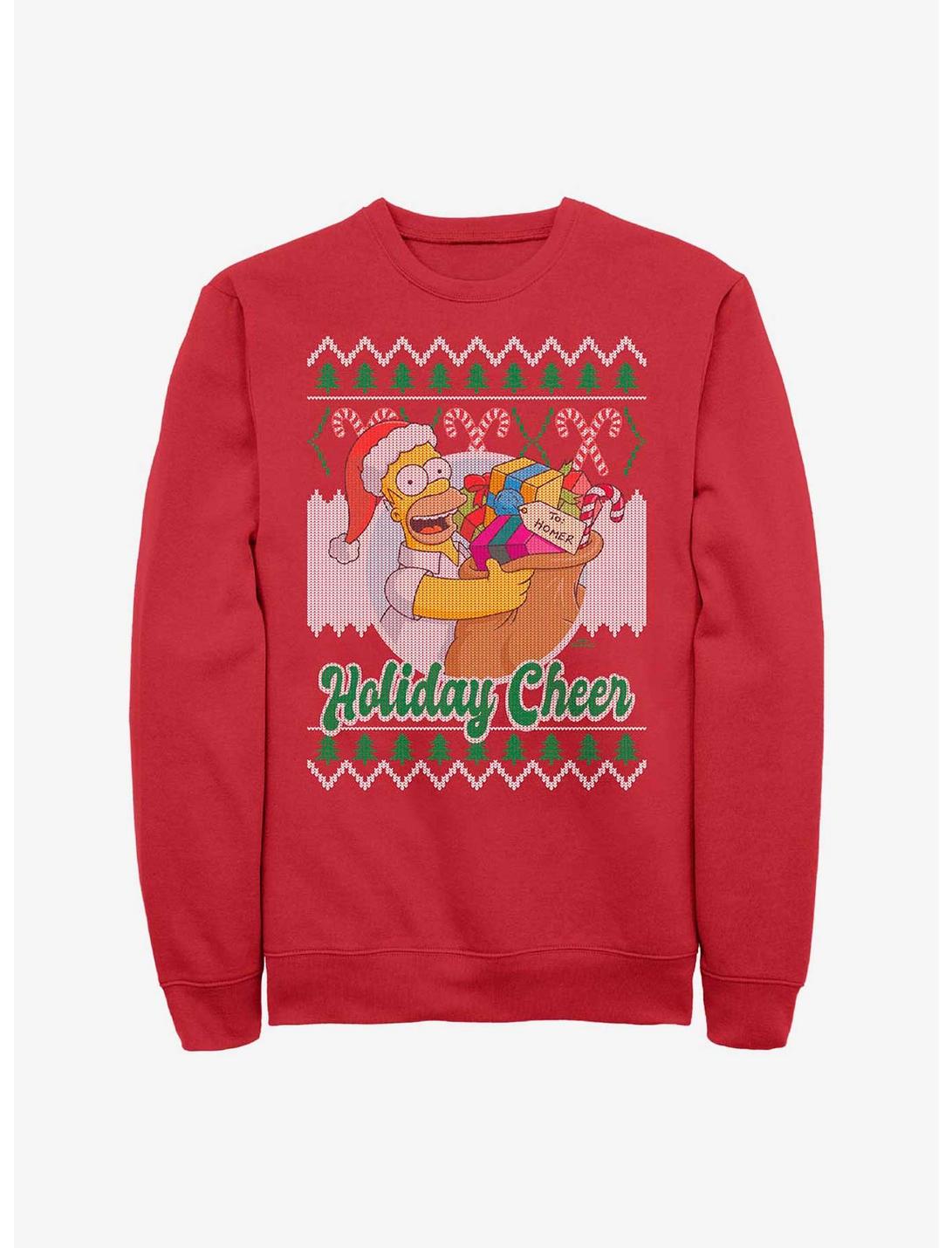The Simpsons Homer Ugly Christmas Sweatshirt, RED, hi-res