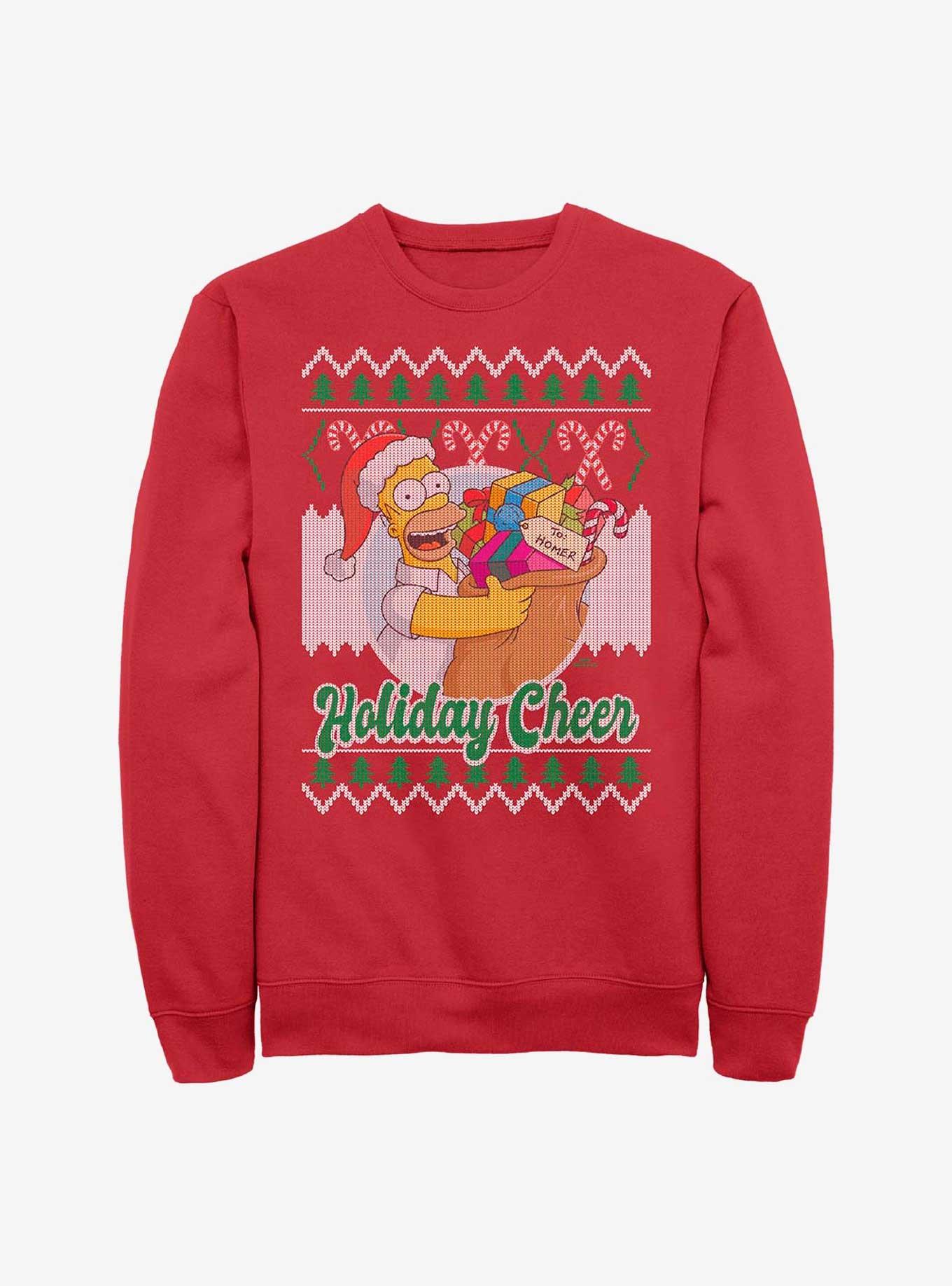 Sweat-shirt Famille Simpsons Noël - Homer Père Noël, Lutins - Cadeau Fan, Fêtes, Pyjama Party