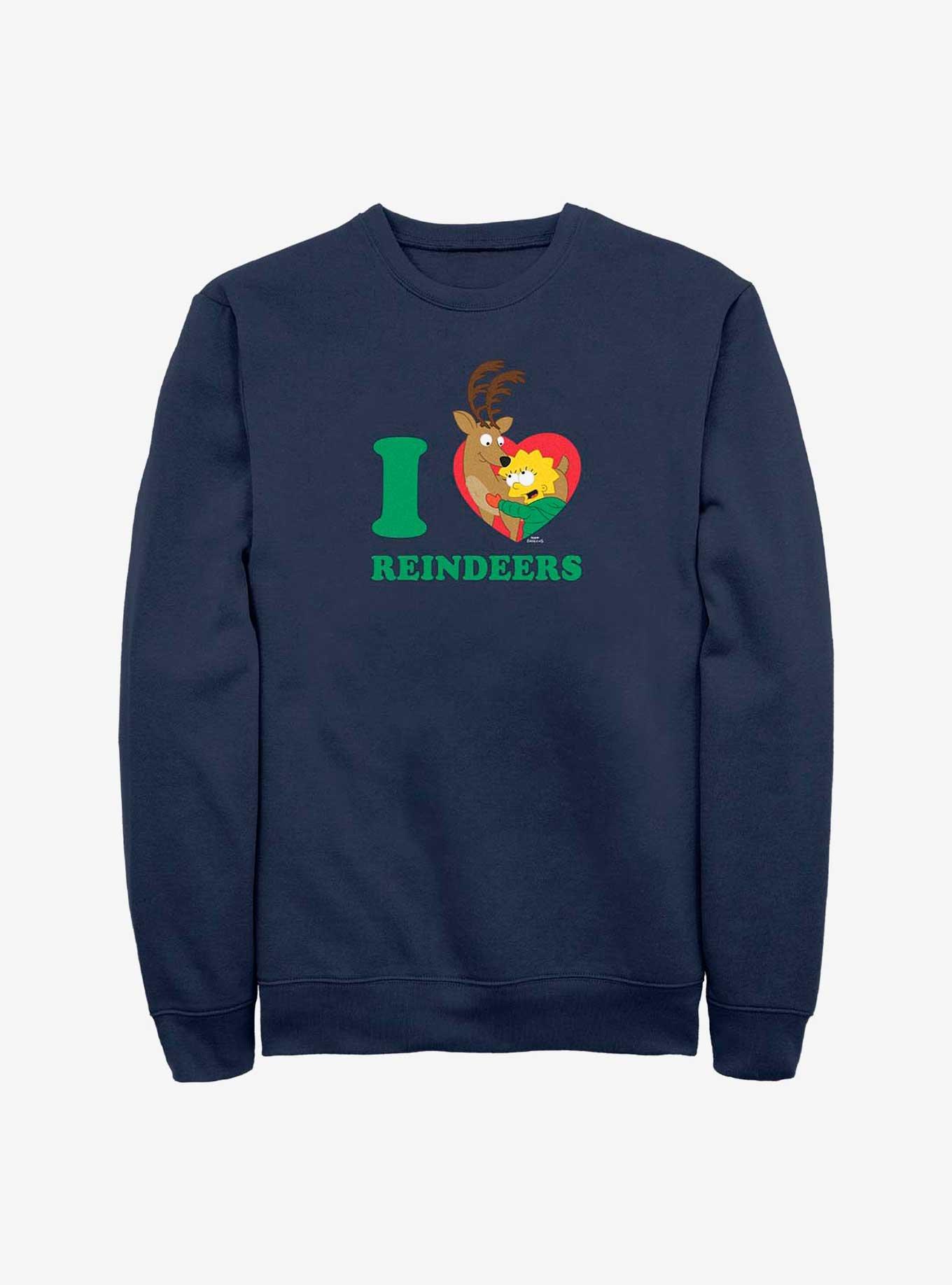 The Simpsons I Love Reindeers Sweatshirt, NAVY, hi-res