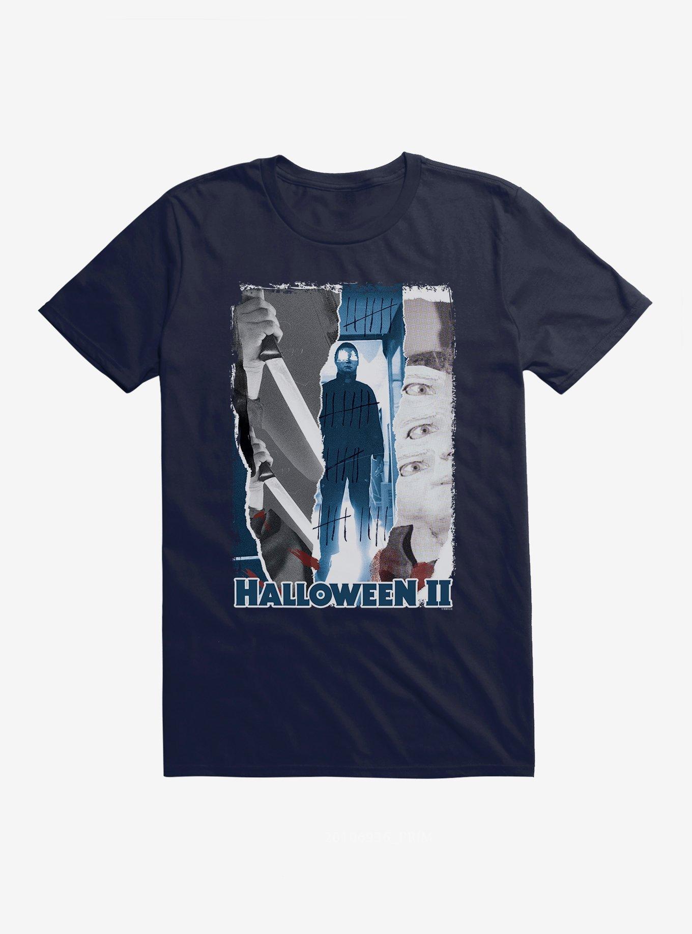 Halloween II Michael Myers Slasher Panels T-Shirt, NAVY, hi-res