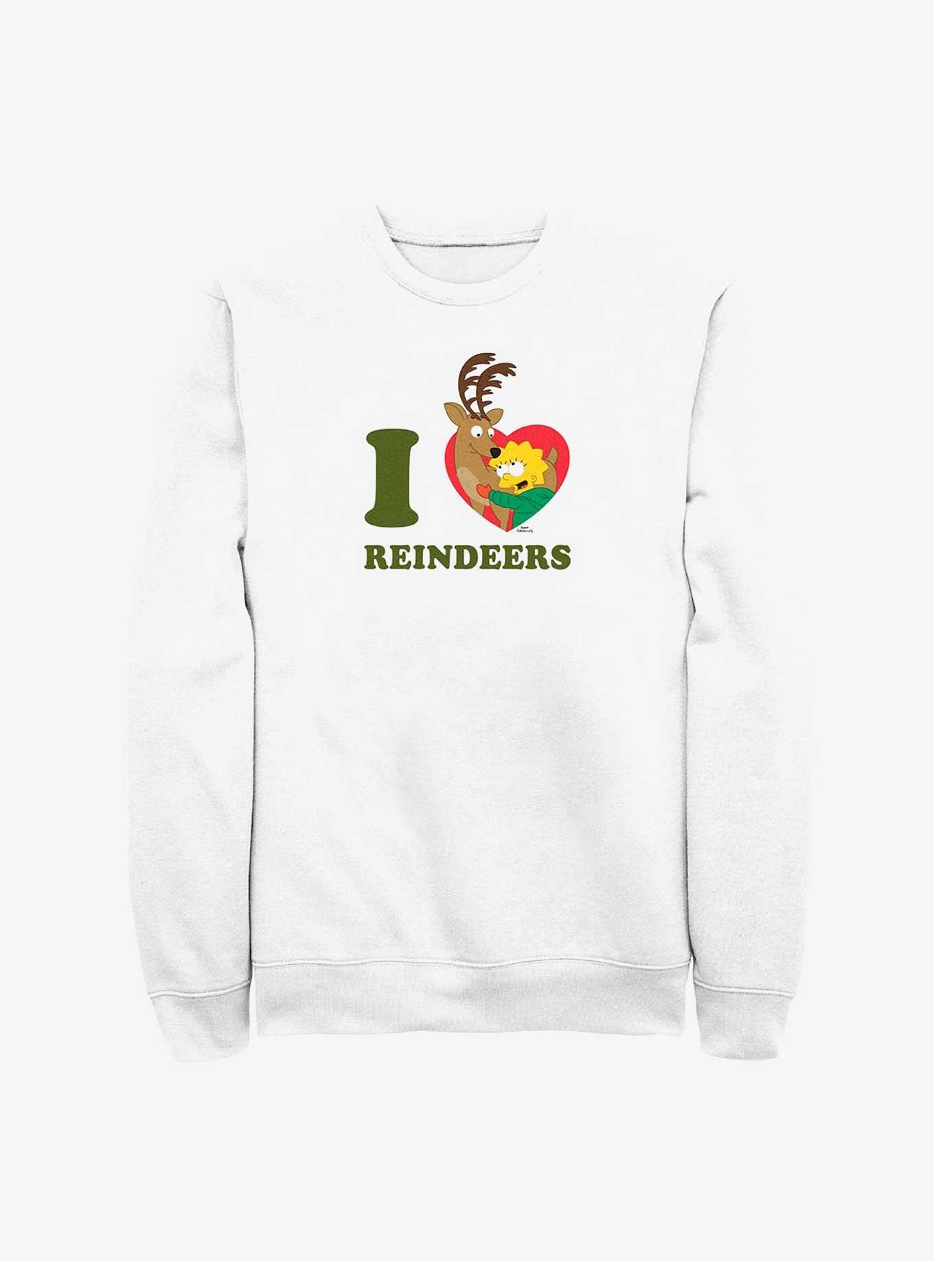 The Simpsons I Love Reindeers Sweatshirt, WHITE, hi-res