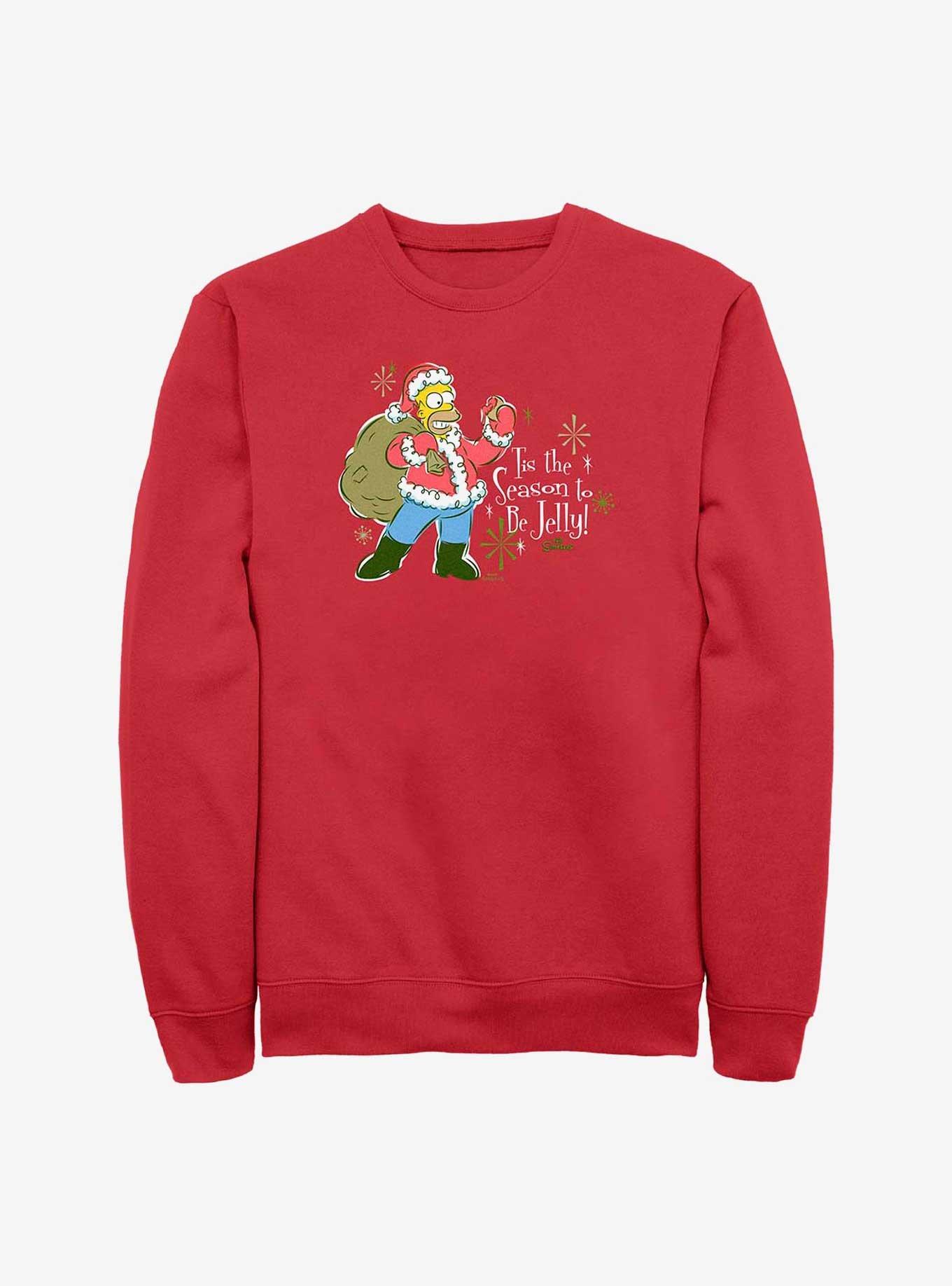 The Simpsons Santa Homer Jelly Season Sweatshirt, RED, hi-res