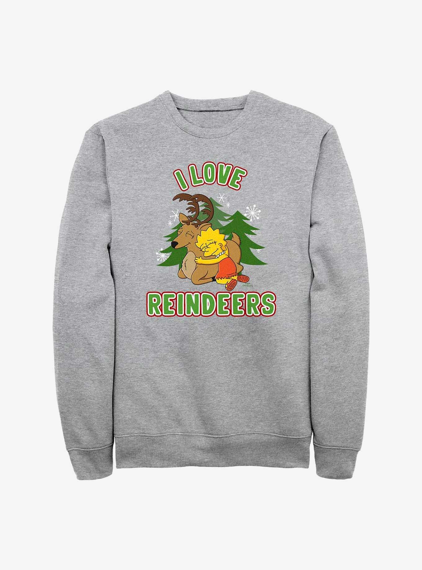 The Simpsons Lisa Loves Reindeers Sweatshirt, ATH HTR, hi-res