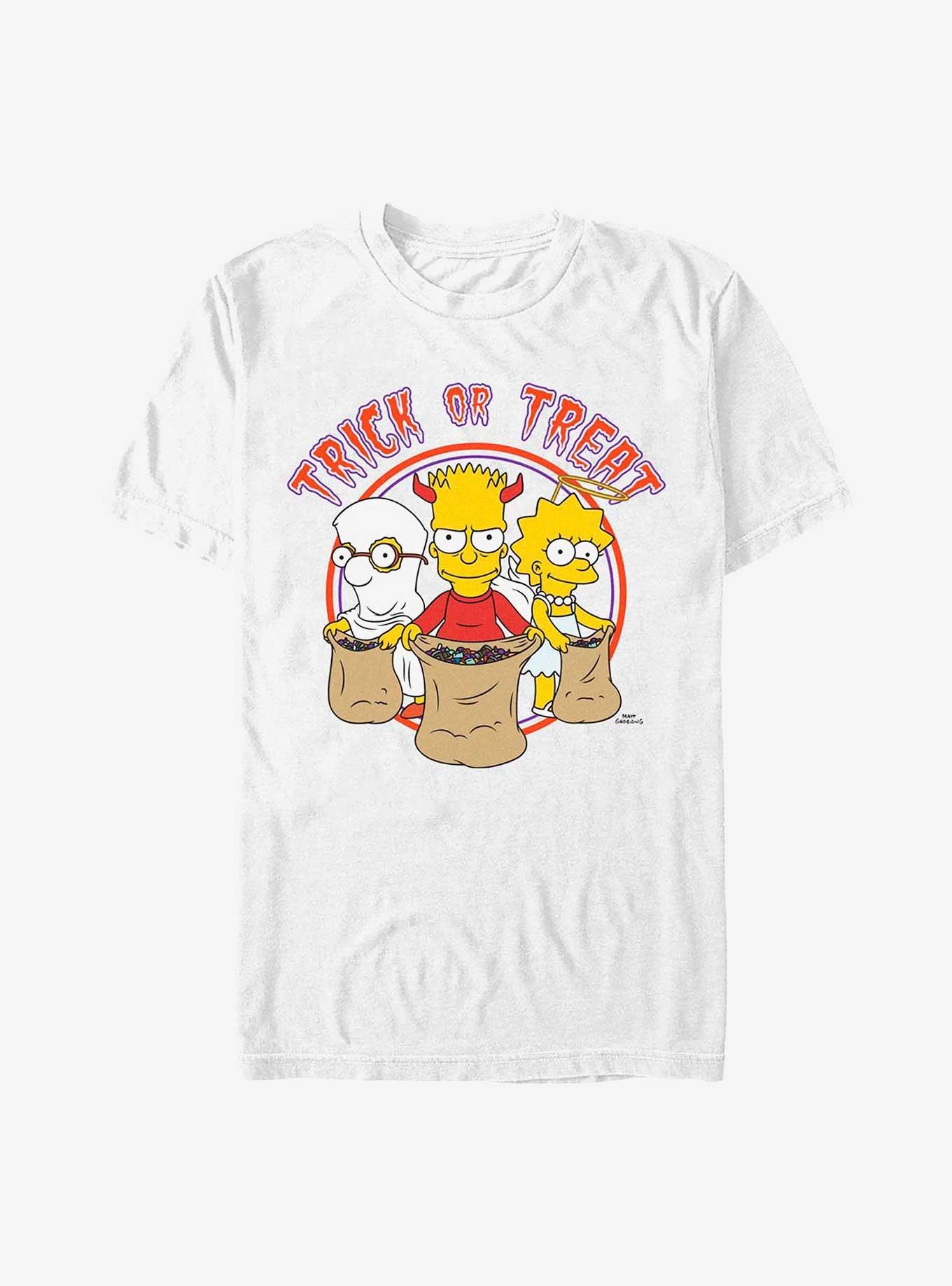 The Simpsons Trick Trio Bart, Milhouse & Lisa T-Shirt, WHITE, hi-res