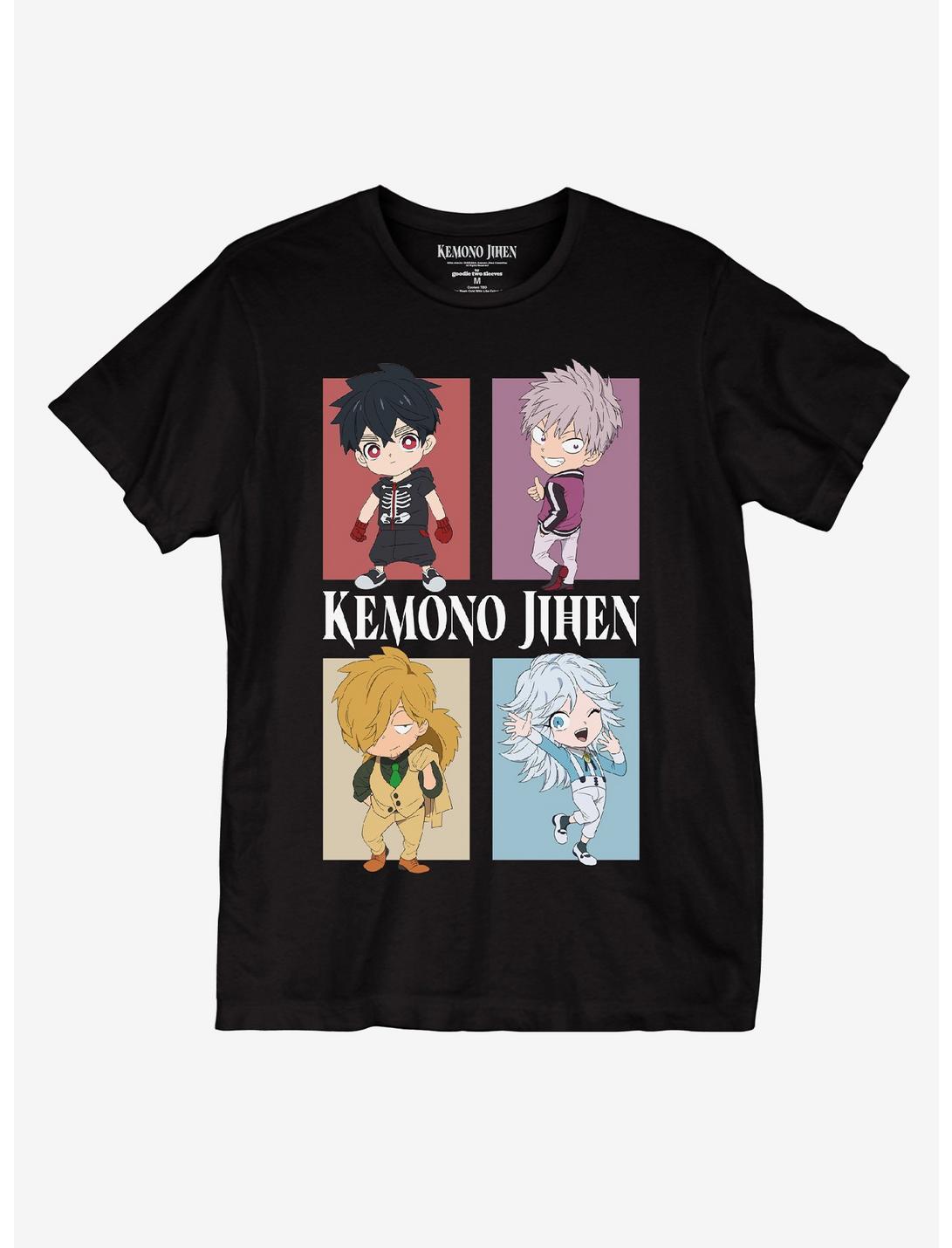 Kemono Jihen Chibi Character Grid T-Shirt, BLACK, hi-res