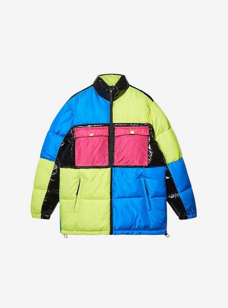 WeSC Colorblock Lemonade Blue Puffer Jacket | Hot Topic