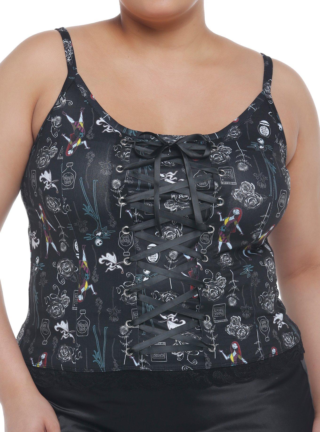 The Nightmare Before Christmas Characters Lace-Up Cami Plus Size, MULTI, hi-res