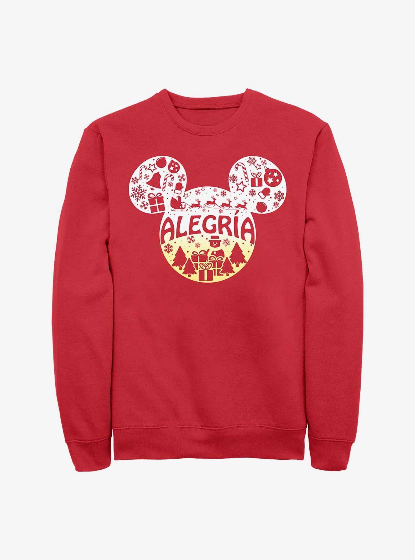 Disney Mickey Mouse Alegria Joy in Spanish Ears Sweatshirt, RED, hi-res