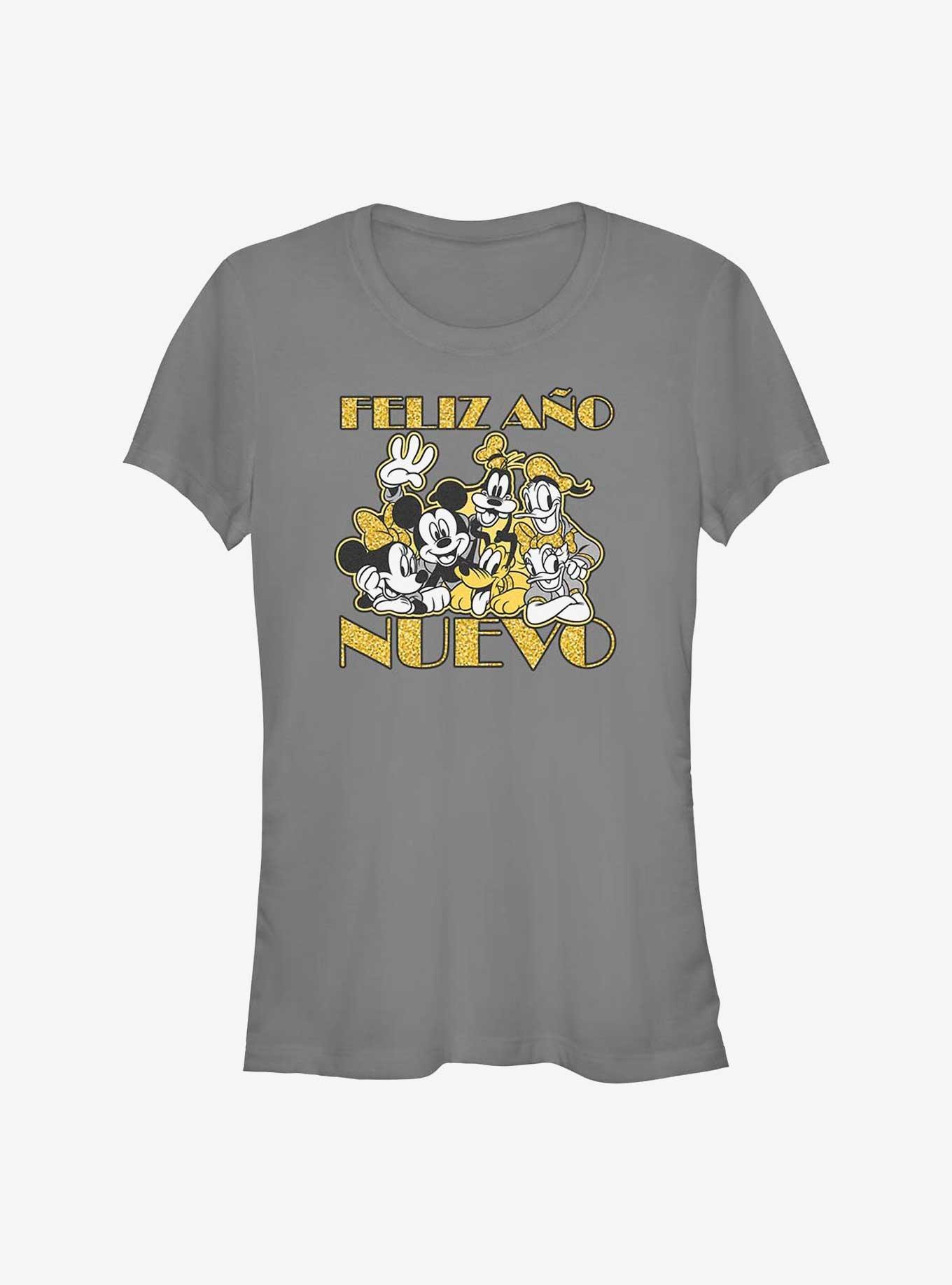 Disney Mickey Mouse Feliz Ano Nuevo Happy New Year in Spanish Girls T-Shirt, CHARCOAL, hi-res